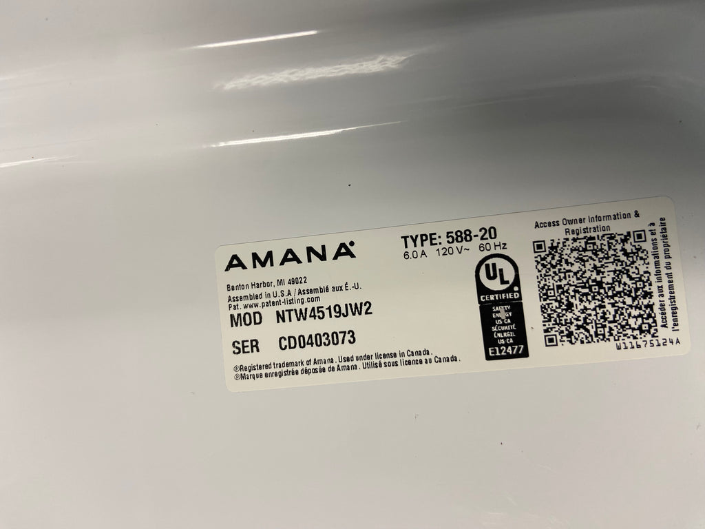 White Amana NTW4519JW2 Top Load Washer (Refurbished)