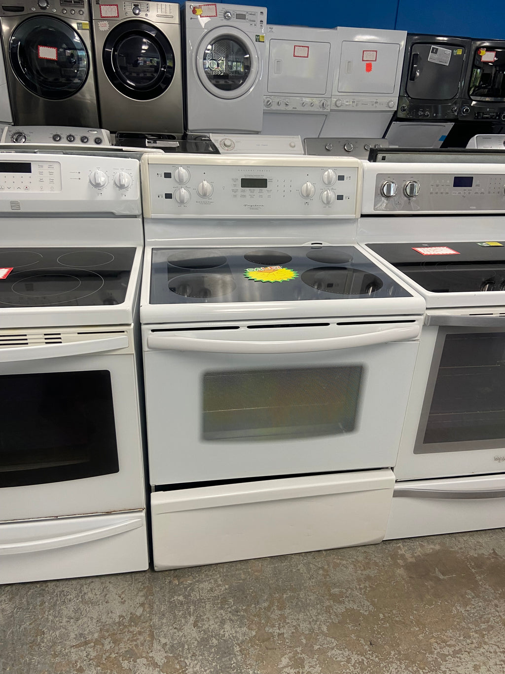 White 30” Frigidaire PGLEF388CS1 Glass Top Stove "Refurbished"