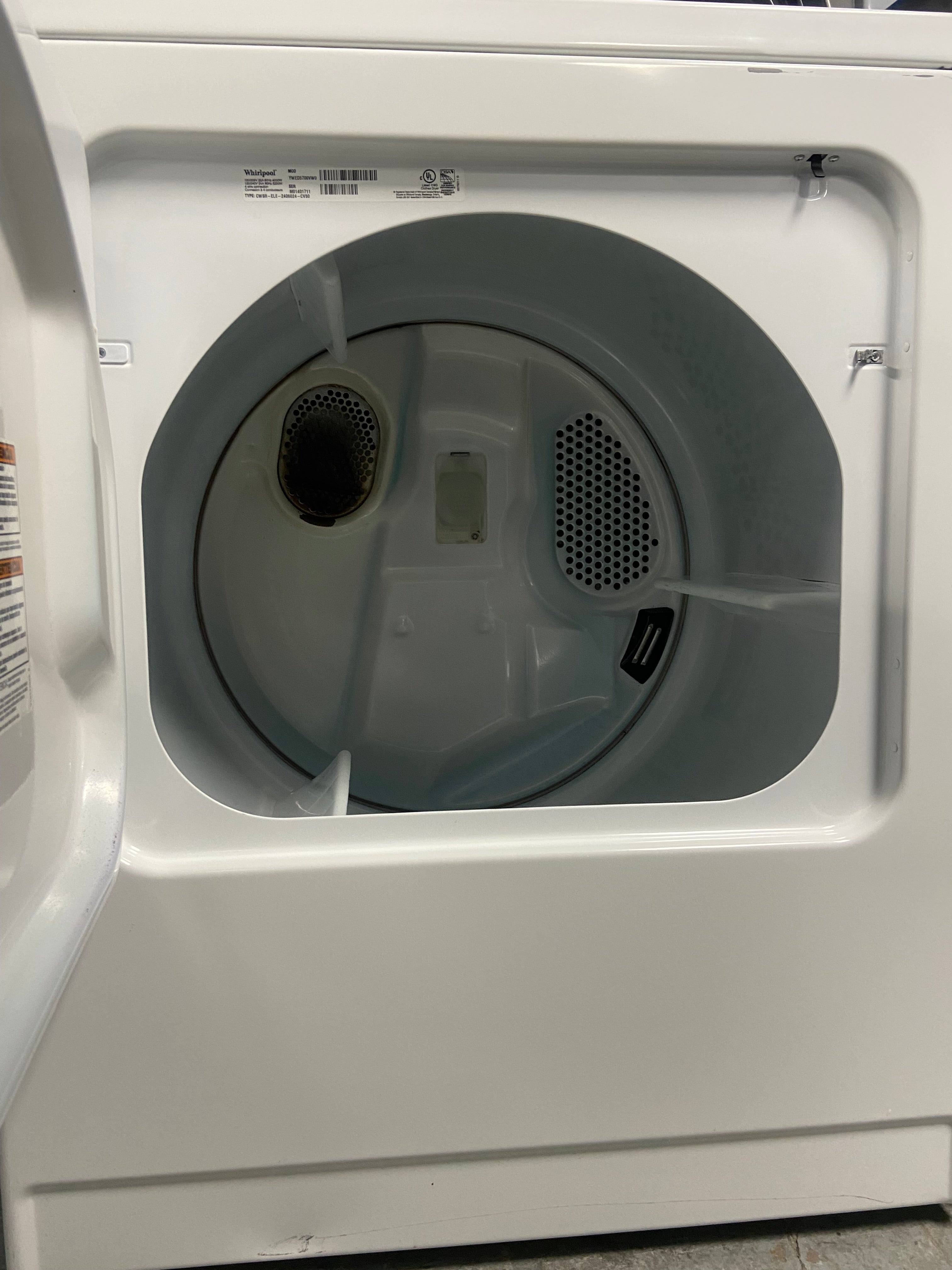 White 27” Whirlpool YWED5700VW0 Dryer (Refurbished)