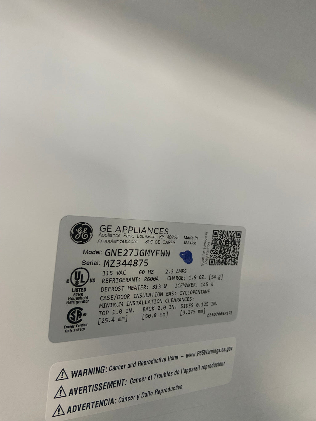 White Brand New GE fridge