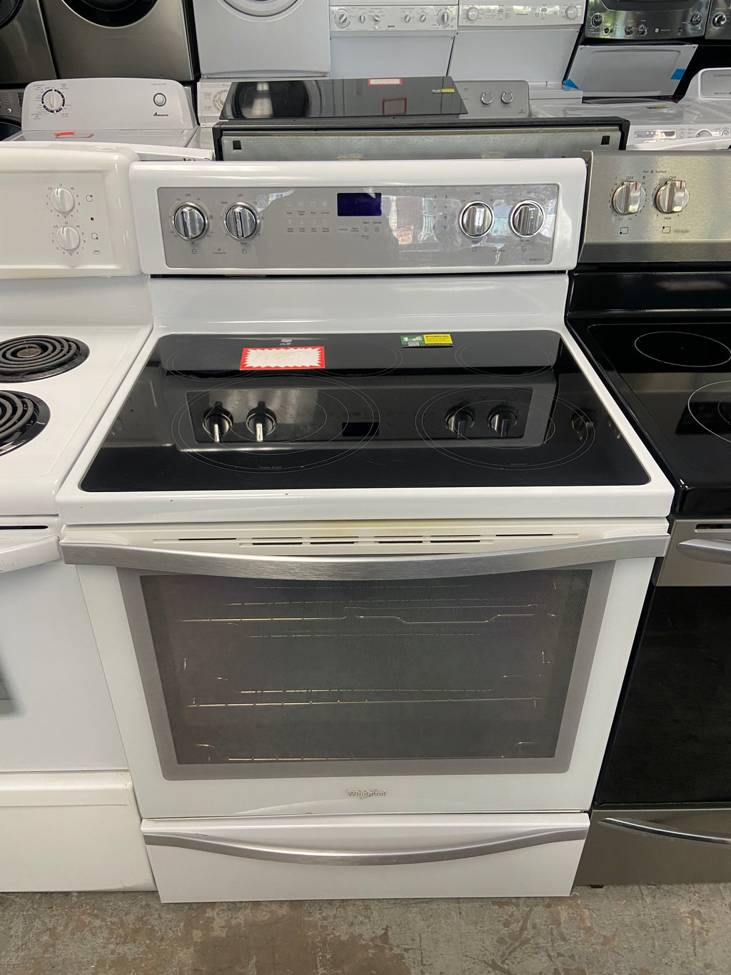 Whirlpool YWFE745H0FH0 Electric Range, 6.4 cu. ft. Capacity, 30 inch Exterior Width, True Convection, 5 Burners, Storage Drawer, Manual Clean, 3,000 W Highest Element, White colour, FlexHeat™ Elements, Frozen Bake™ True European Convection