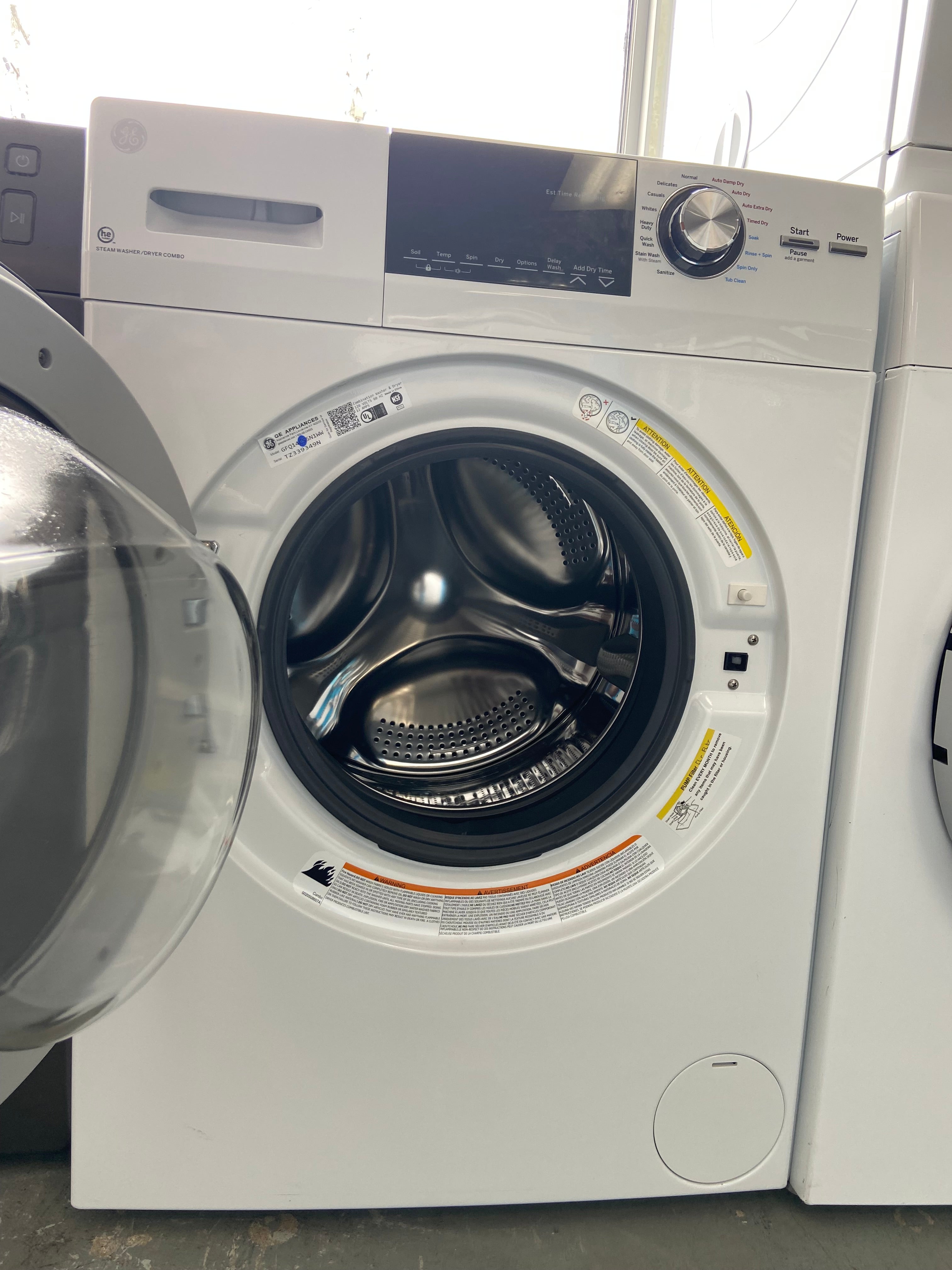White 24” GE GFQ14ESSN1WW Washer and Dryer Combo (Refurbished)