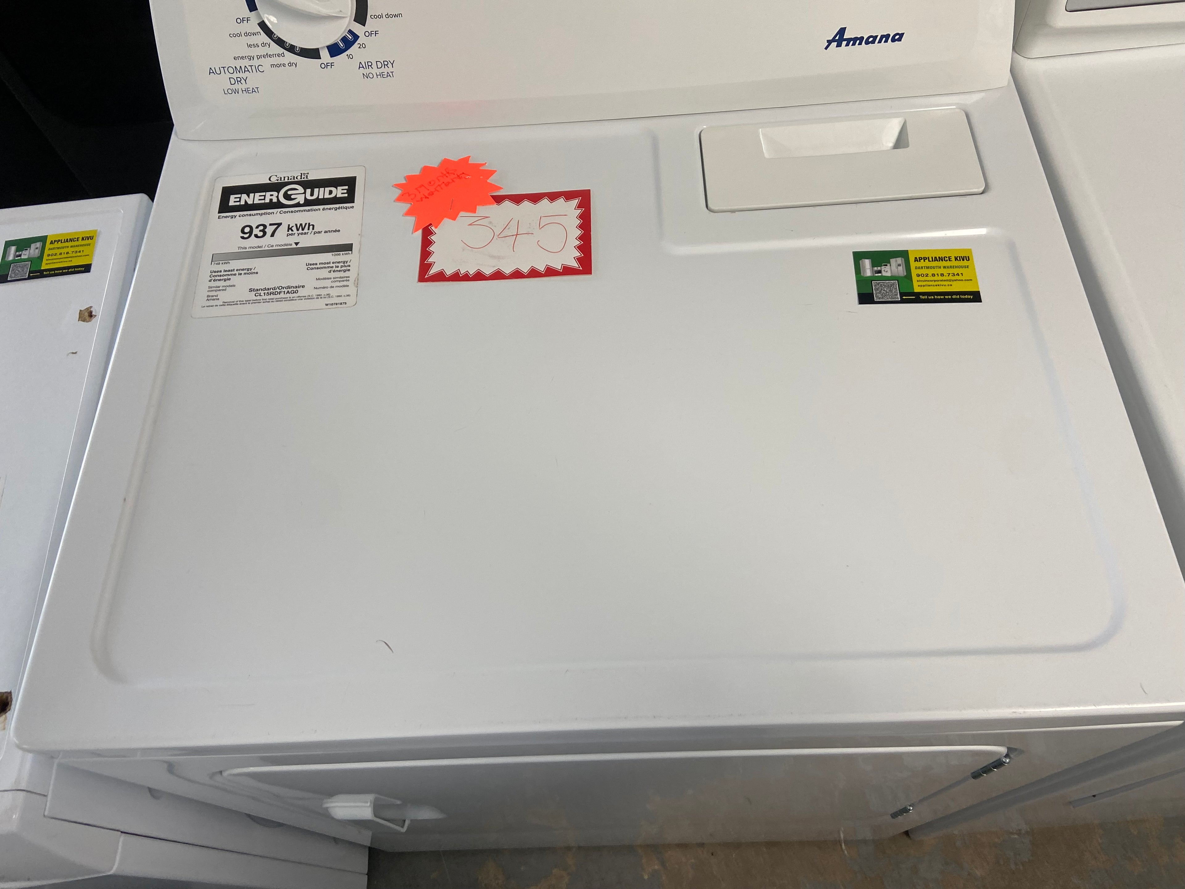Amana YNED4655EW1 Electric Dryer, 6.5 cu. ft. Dryer Capacity, 11 Dry Cycles, 3 Temperature Settings, Vented, White colour