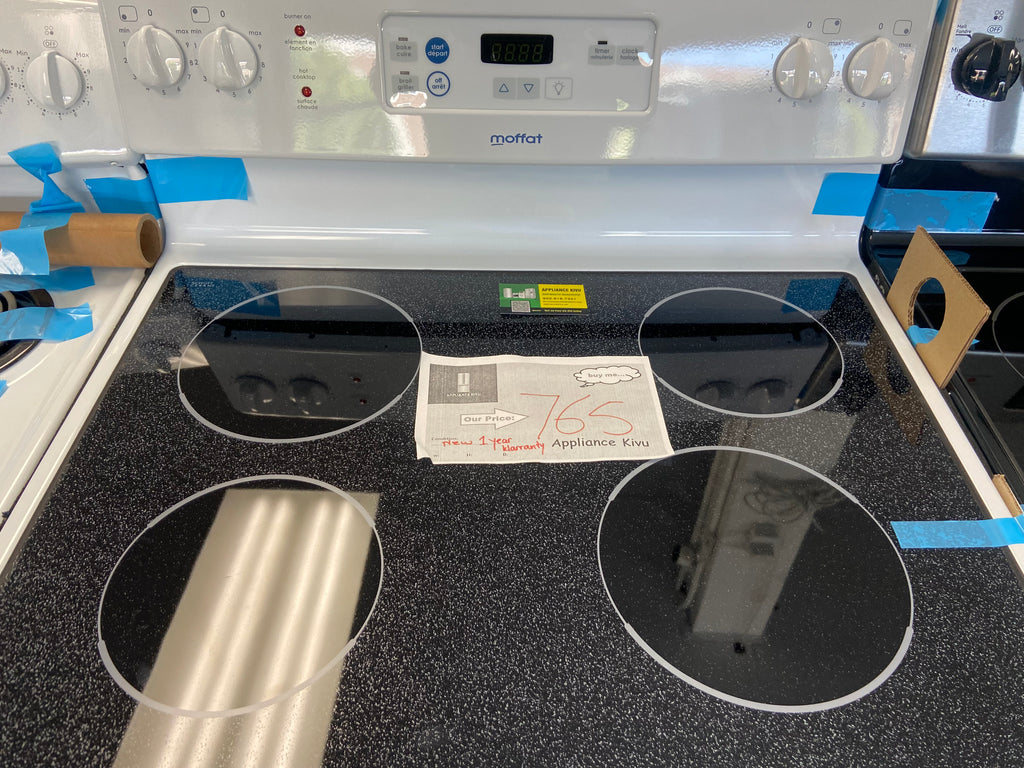 Moffat  Electric Range, 5 cu. ft. Capacity, 30 inch Exterior Width, 4 Burners, Storage Drawer, Manual Clean, 2,000 W Highest Element, White colour