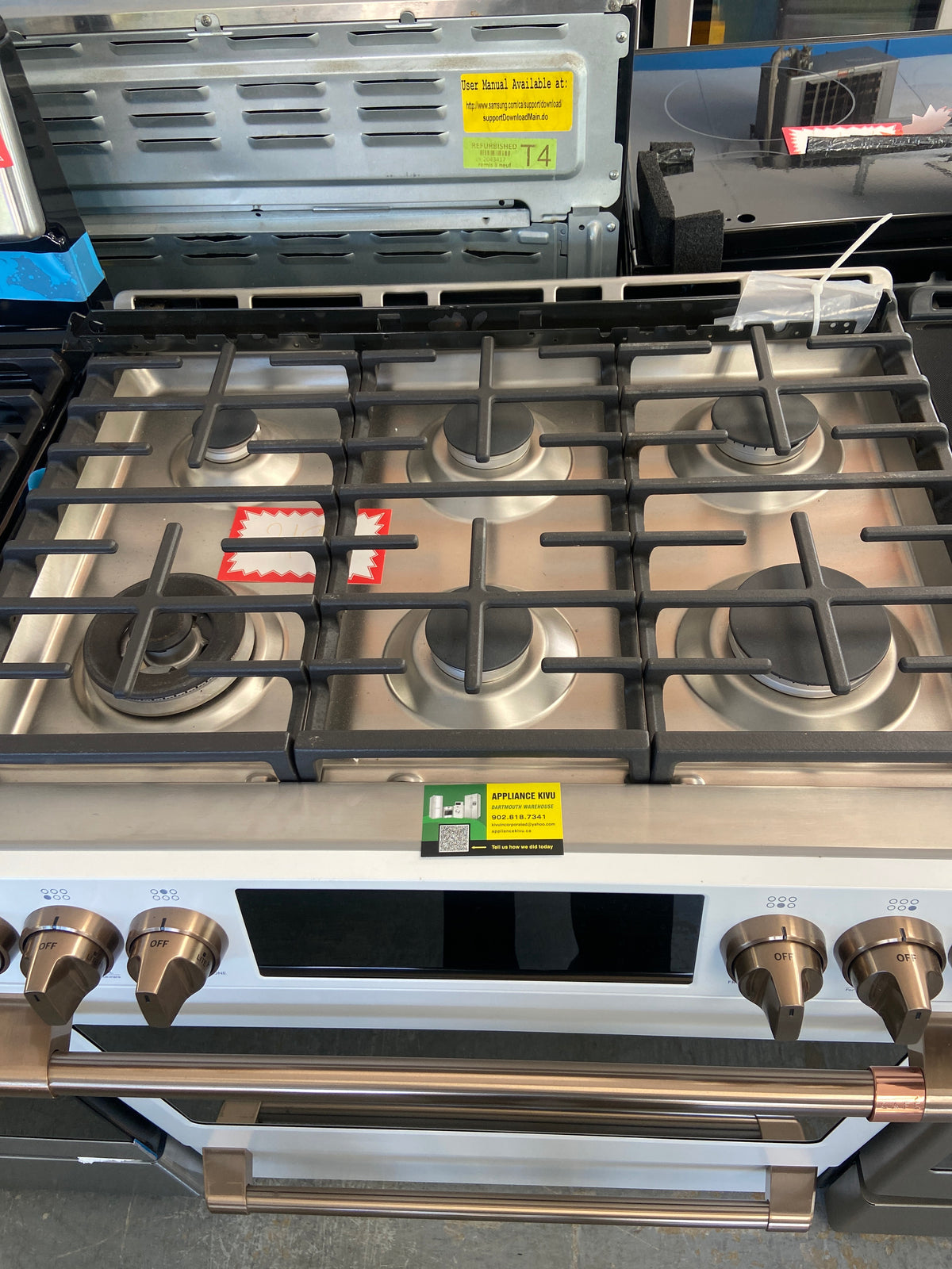GE café gas/propane slide in stove, CCGS700P4M3W2, “Open Box”, 6 Months Warranty