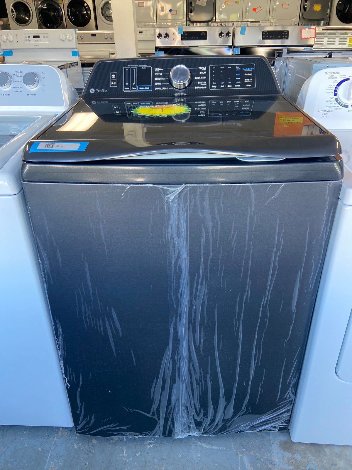 GE profile Large capacity top load washer, transparent door, Smart wash technology “Open Box”, 6 Months Warranty.