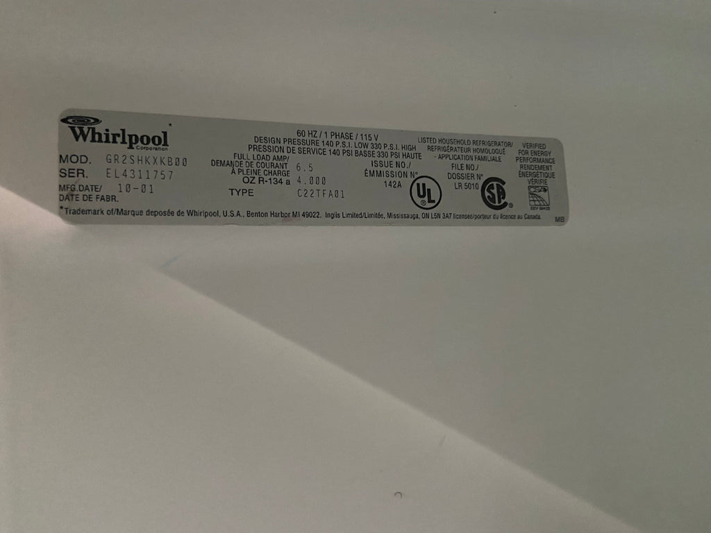 Black 33” Whirlpool GR2SHKXKB00 Fridge (Refurbished)