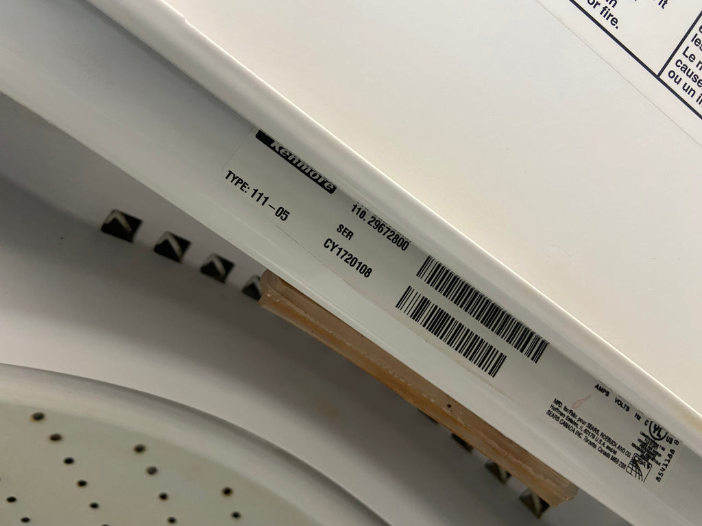 White 27” Kenmore 110. 29672800 Top Load Washer (Refurbished)
