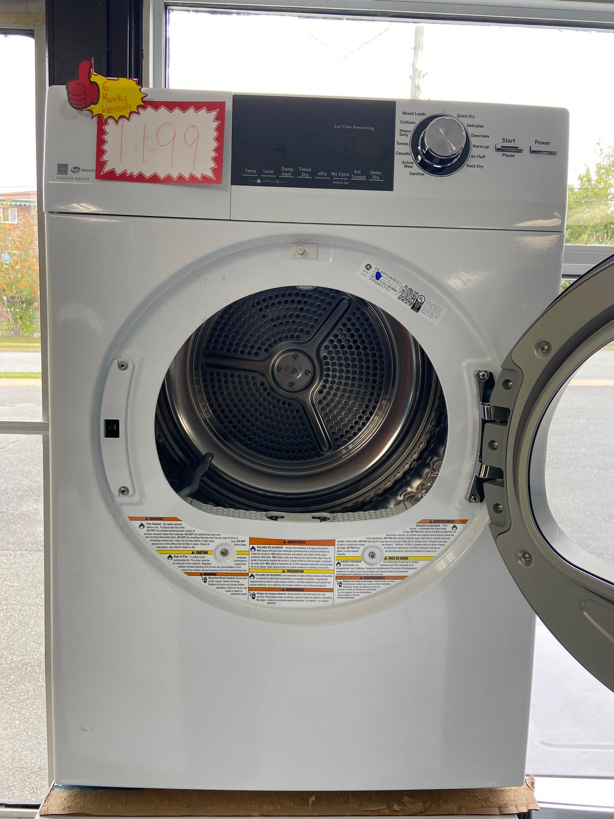 White 24” GE GFD14JSINOWW/GFW148SSM1WW Stackable Washer And Dryer Set (Scratch & Dent)