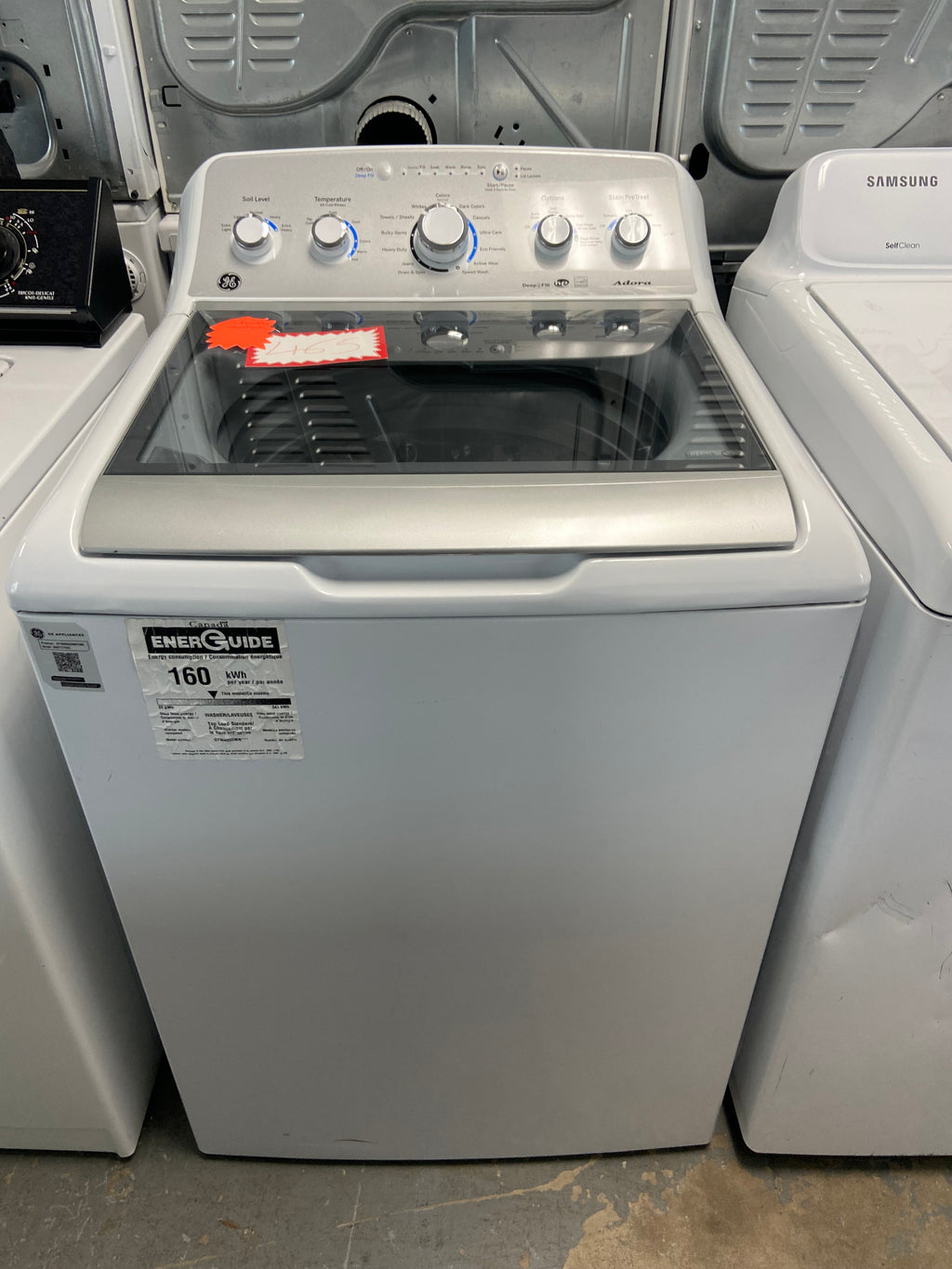 White GE GTW495DMN1WS Top Load Washer (Refurbished)