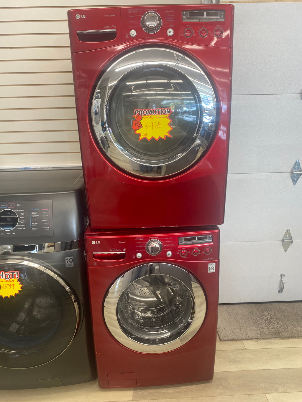LG washer and dryer, Red in Color, Stackable, "Refurbished"