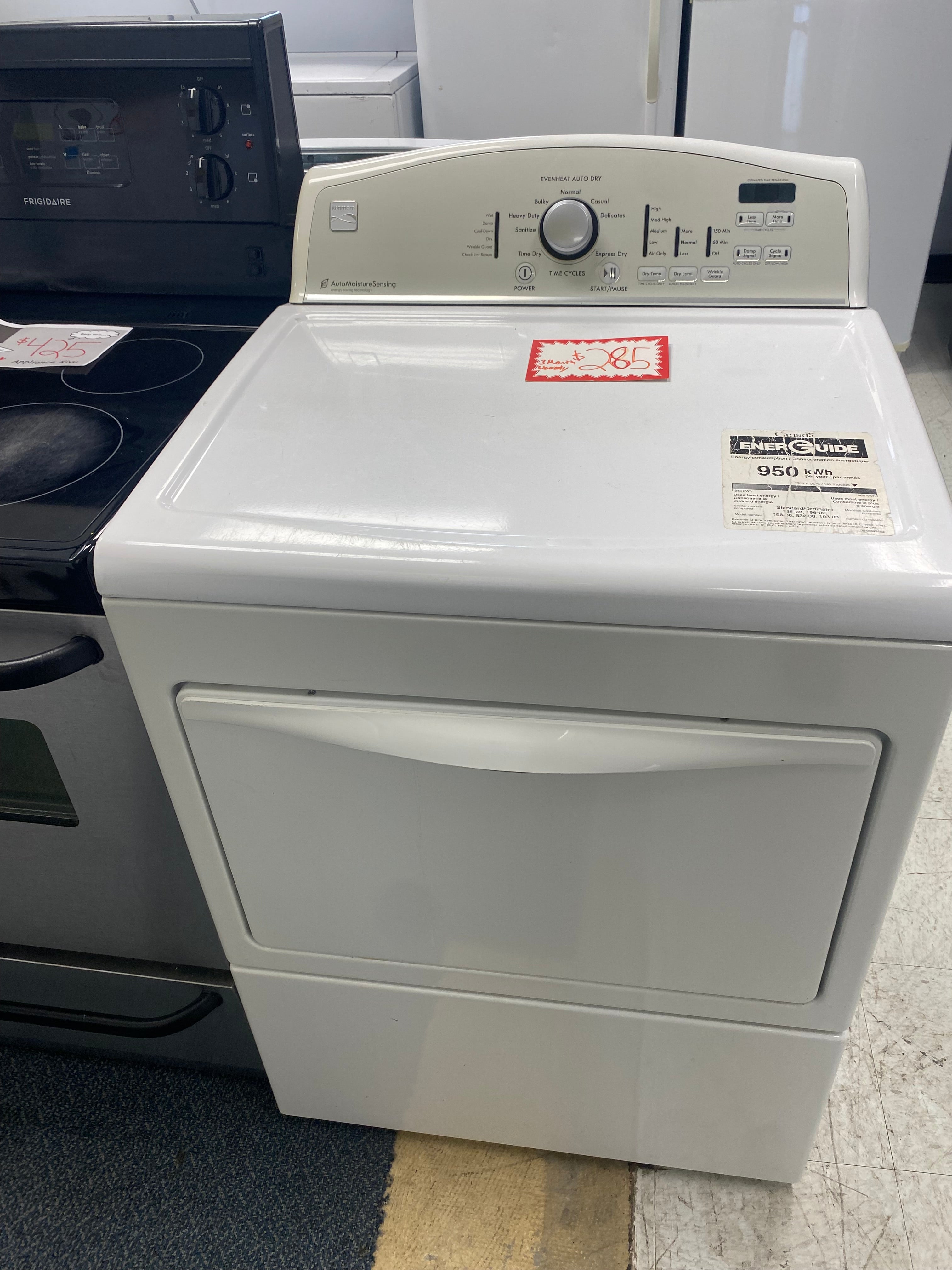 27” White Kenmore Electric Dryer with warranty