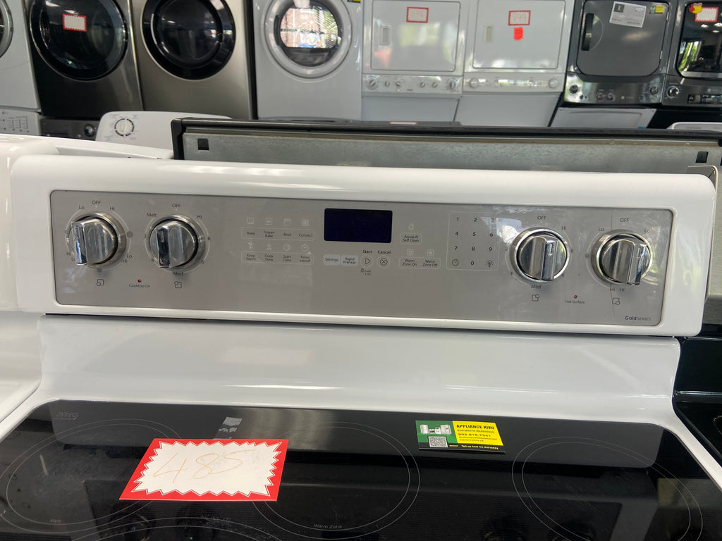 Whirlpool YWFE745H0FH0 Electric Range, 6.4 cu. ft. Capacity, 30 inch Exterior Width, True Convection, 5 Burners, Storage Drawer, Manual Clean, 3,000 W Highest Element, White colour, FlexHeat™ Elements, Frozen Bake™ True European Convection