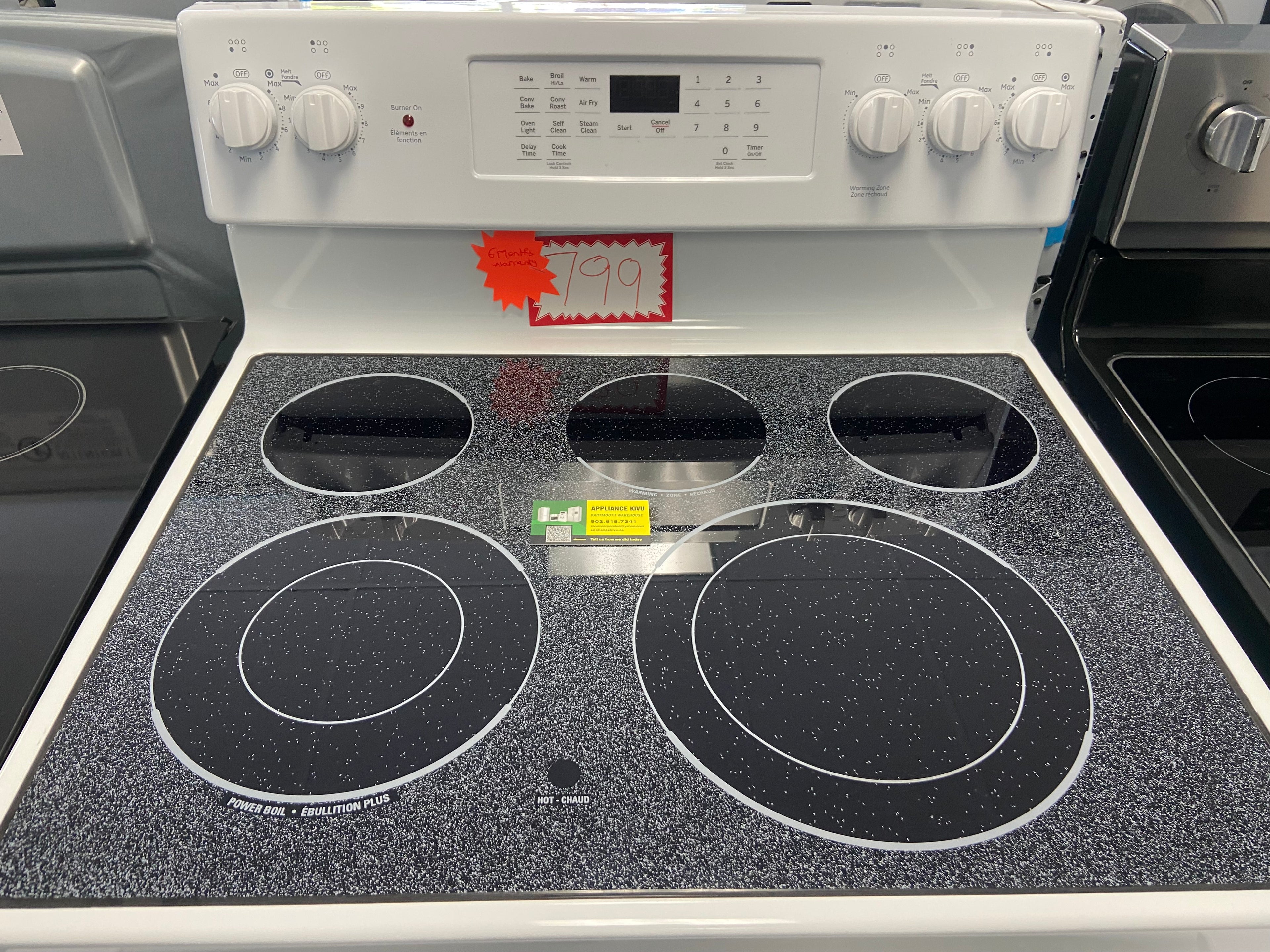 GE JCB840DV1WW Electric Range, 5 cu. ft. Capacity, 30 inch Exterior Width, True Convection, 5 Burners, Storage Drawer, Air Fry, Self Clean, 3,000 W Highest Element, White colour