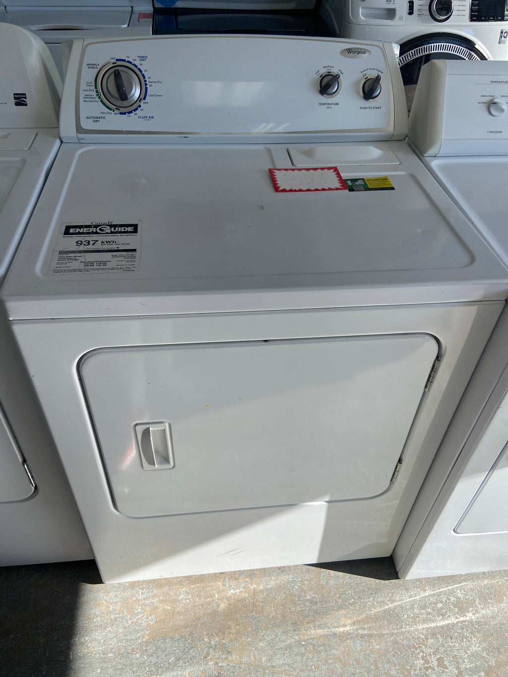 Whirlpool white dryer, “Refurbished”, 3 months Warranty