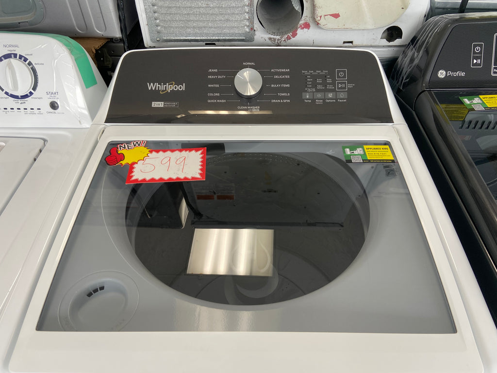 Whirlpool WTW5057LW0 Top Load Washer, 27 inch Width, 5.5 cu. ft. Washer Capacity, 770 RPM Washer Spin Speed, 12 Wash Cycles, 5 Temperature Settings, White colour (2-in-1 Removable Agitator),Water Faucet
