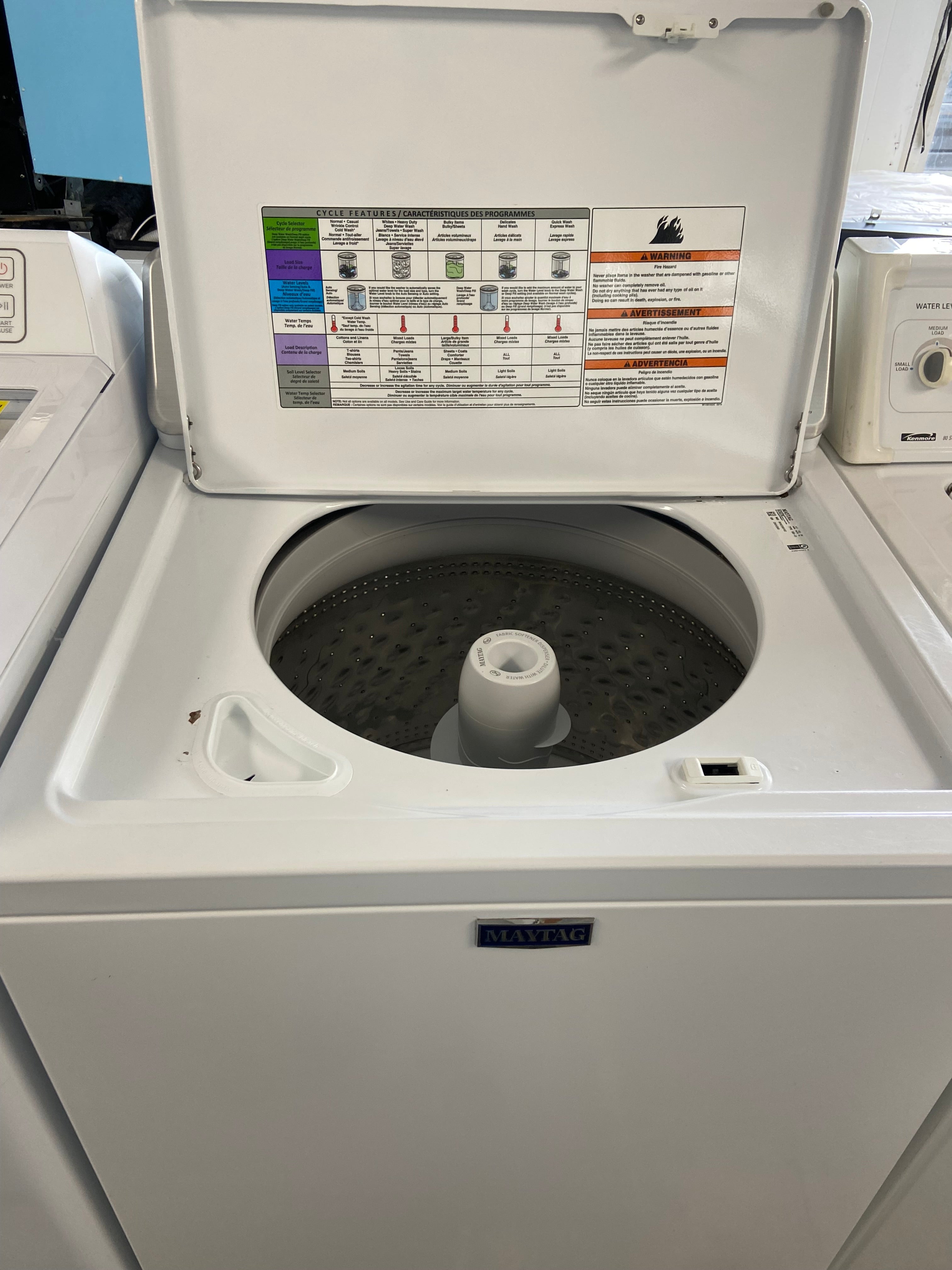 White Maytag MVWC565FW2 Top Load Washer, with agitator 4.9 cu. ft. capacity "Refurbished"