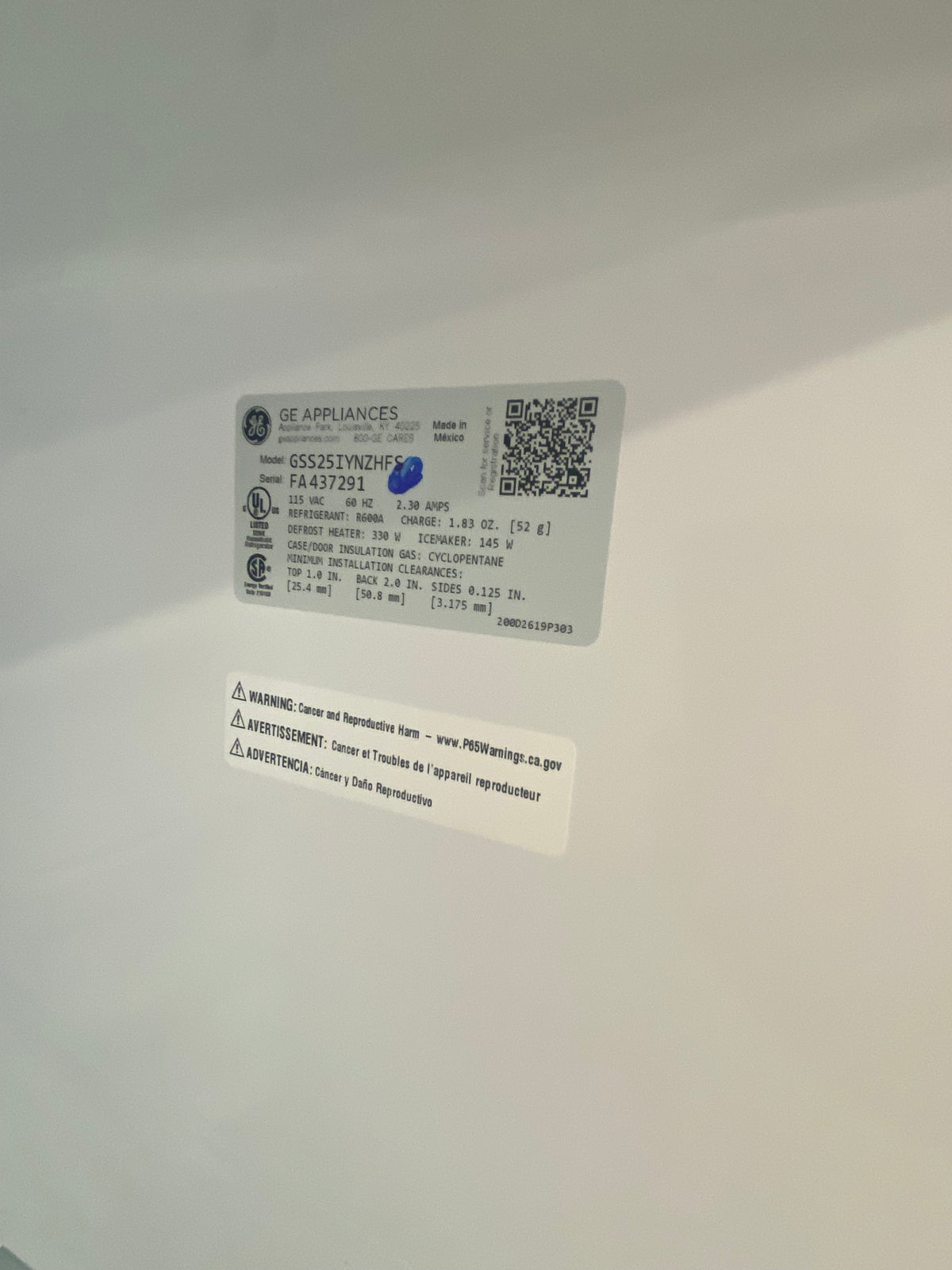 36” GE French door fridge, Stainless, side by side fridge/Freezer, "New"