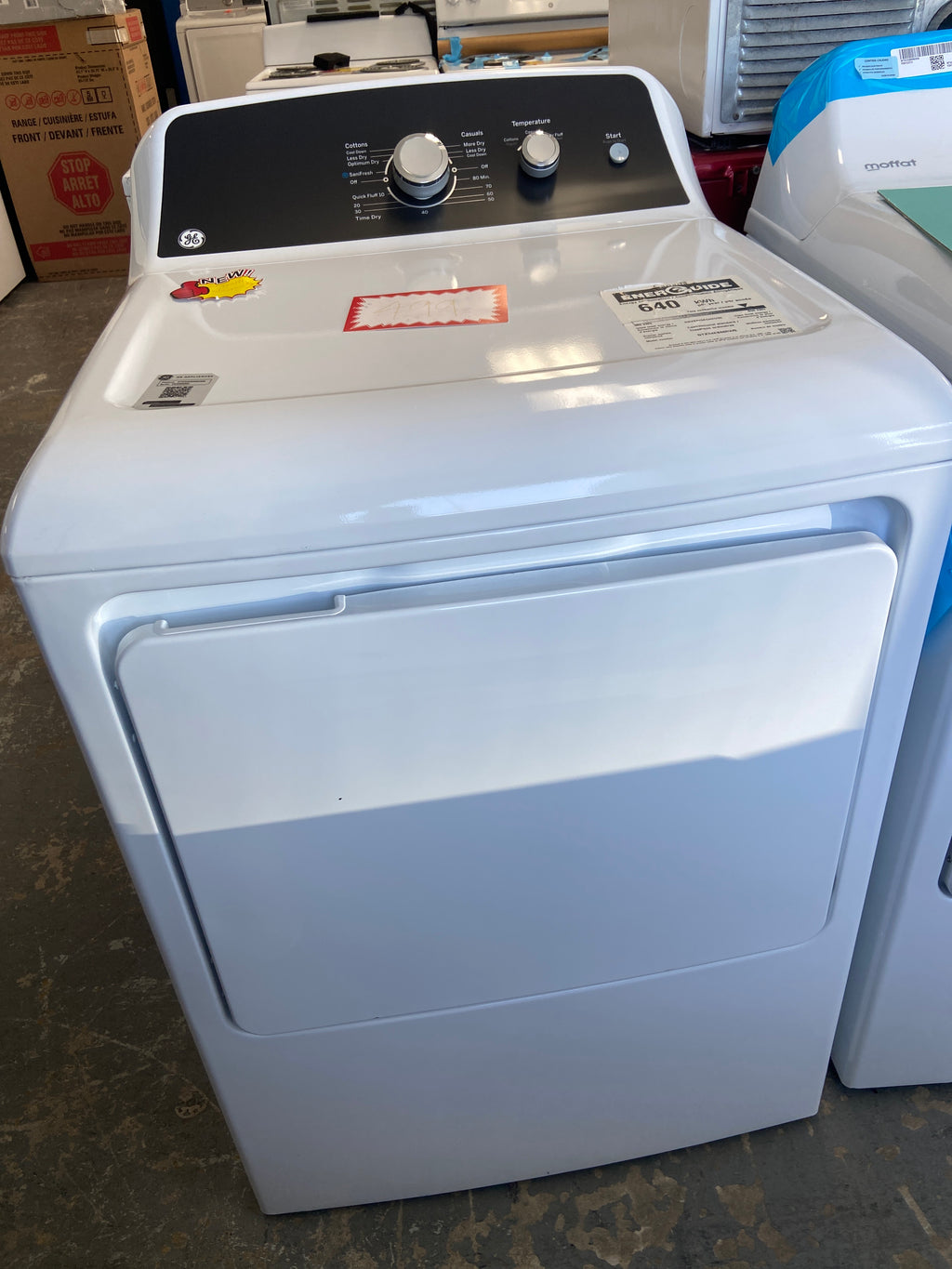 GE white dryer, “Open Box”, 6 months warranty