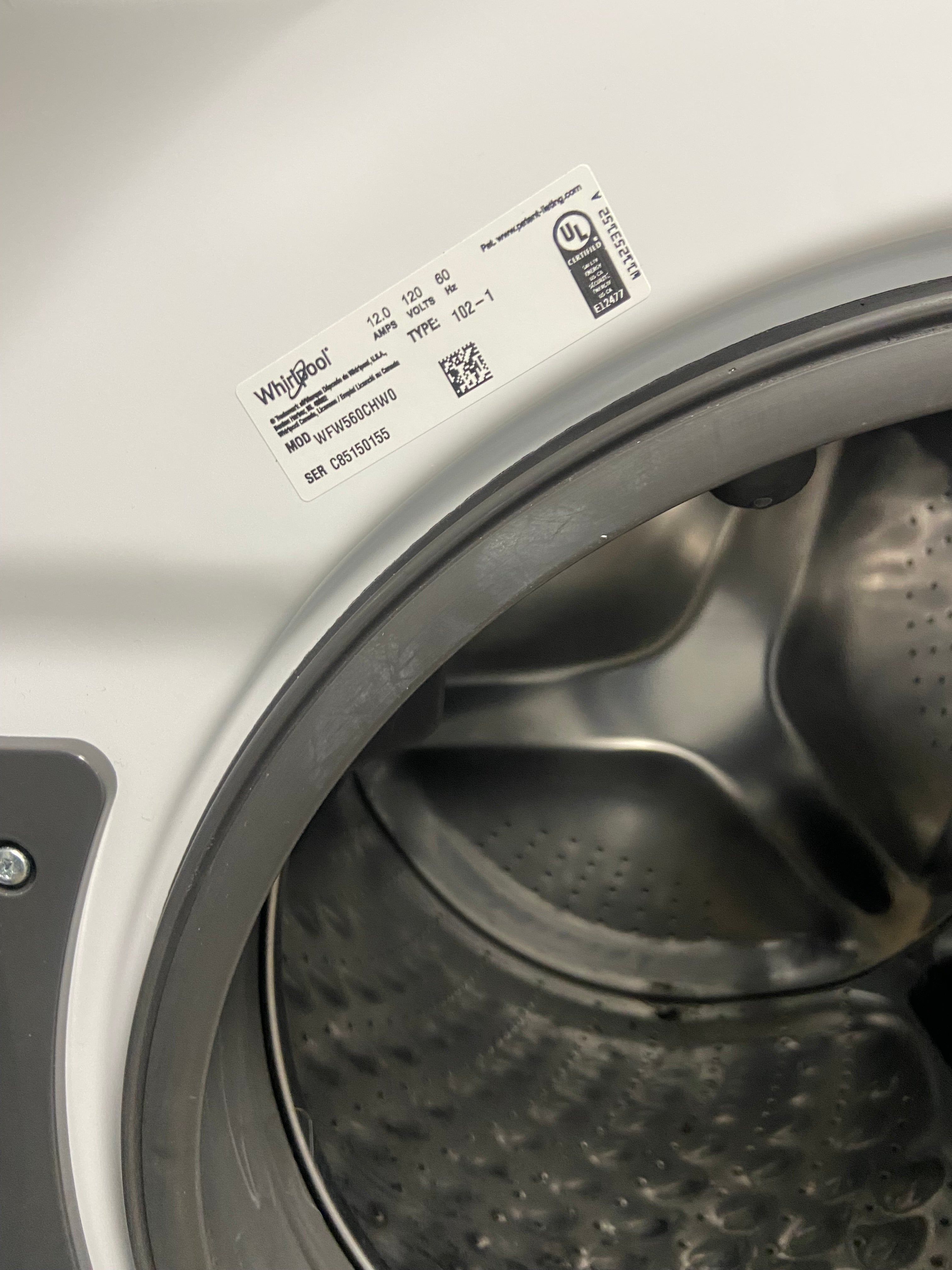 Heavy duty 27” White Whirlpool Stackable Washer, Dryer set YWED5620HW0, WFW560CHWO
