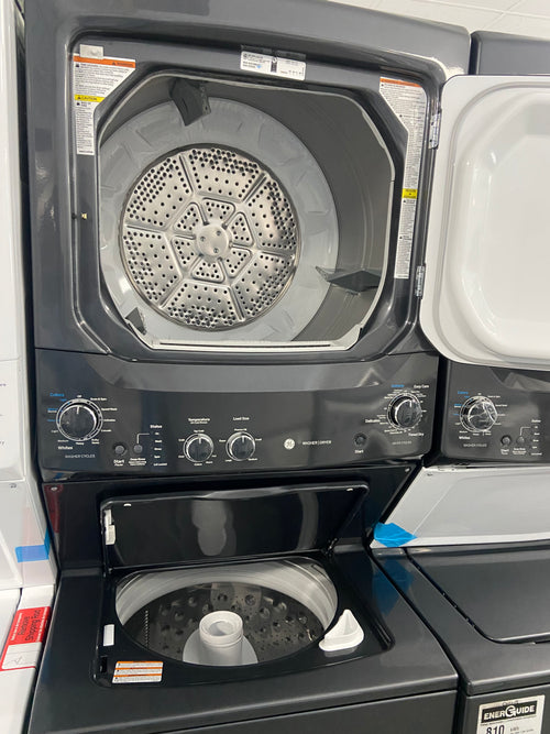 27” GE GUD37ESMM1DG Laundry Center, Contains Agitator Washer: 4.4 cu. ft. Capacity,11 Wash Cycles, 800 RPM Spin Speed, Dryer: 5.9 cu. ft. Capacity, Electric