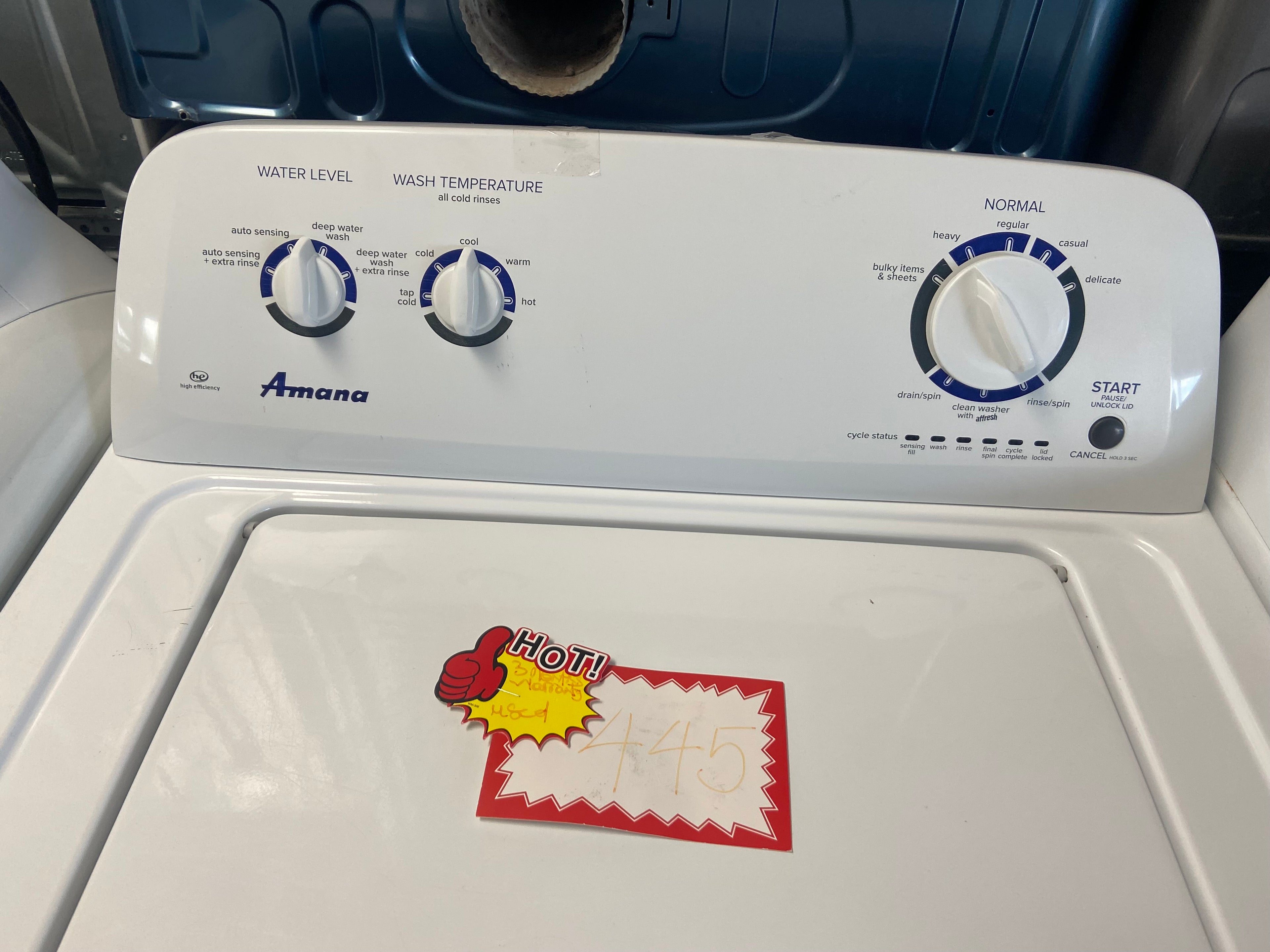 White 27” Amana NTW4516FW2 Top Load Washer(Used)