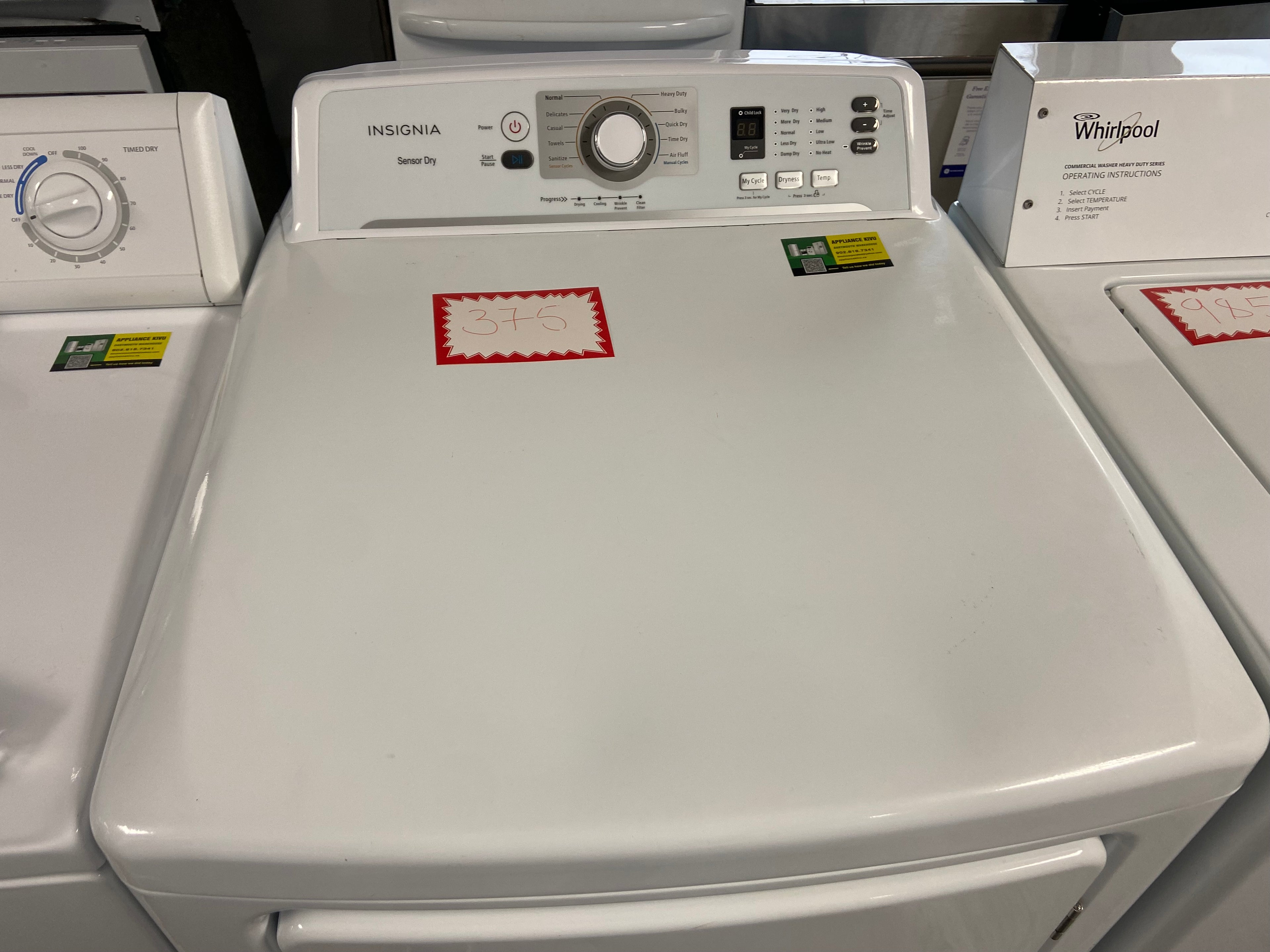 White Insignia 27” Dryer, Extra Large Capacity