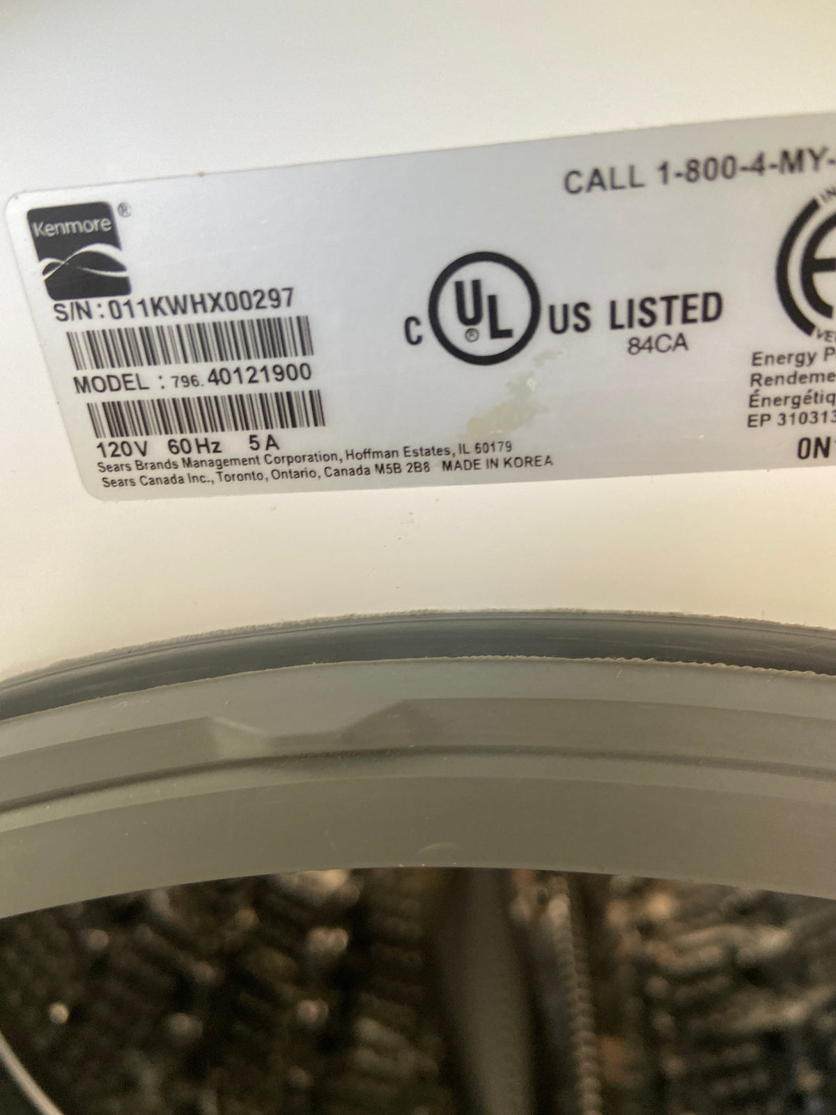 Kenmore White front load washer, he(high efficiency marked), energy star certified, “Refurbished”, 3 Months Warranty.