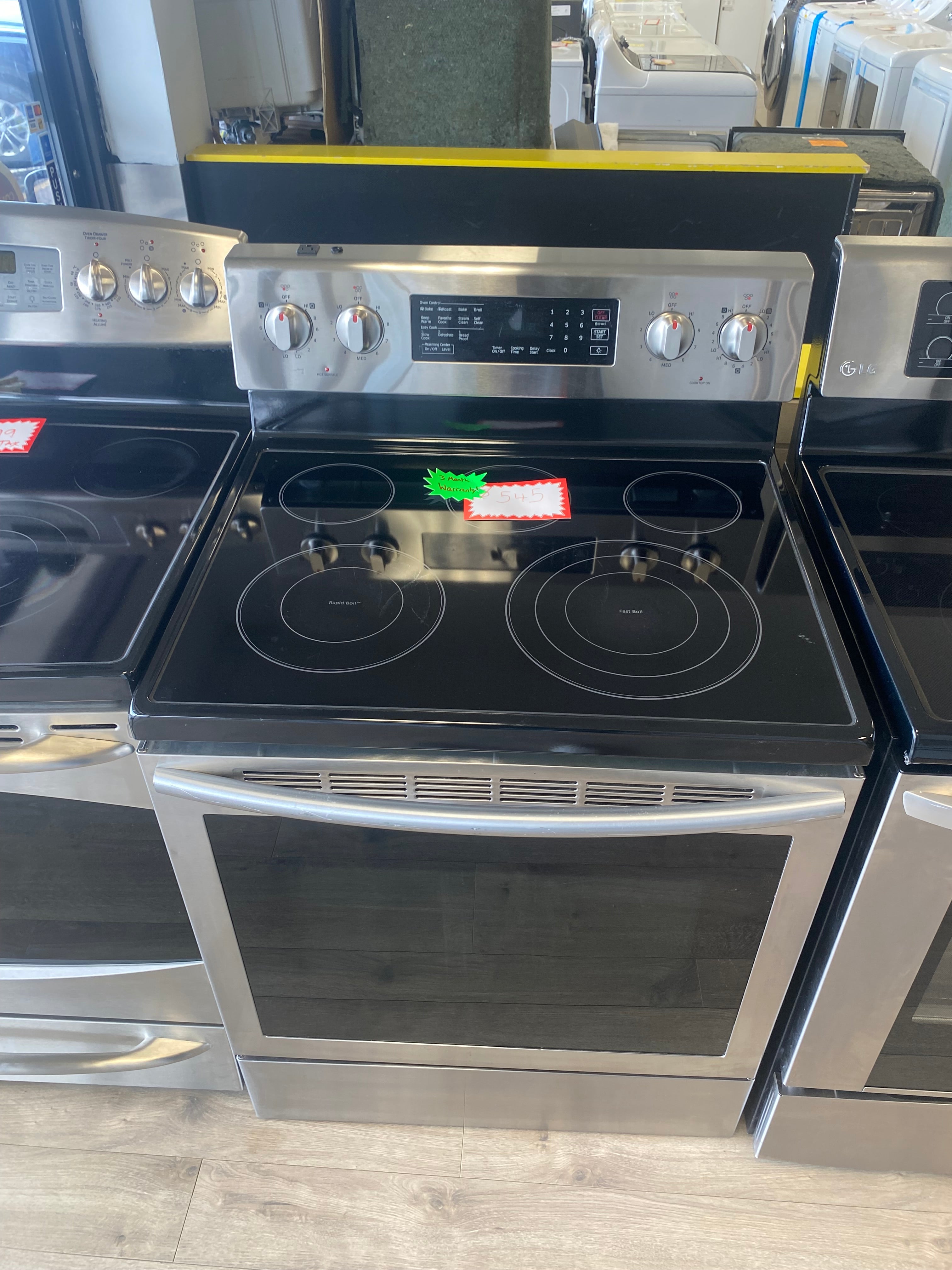 Samsung NE59J7630SS Electric Range, 5.9 cu. ft. Capacity, 30 inch Exterior Width, Convection, 5 Burners, Storage Drawer, Self Clean, 3,300 W Highest Element, Stainless Steel colour