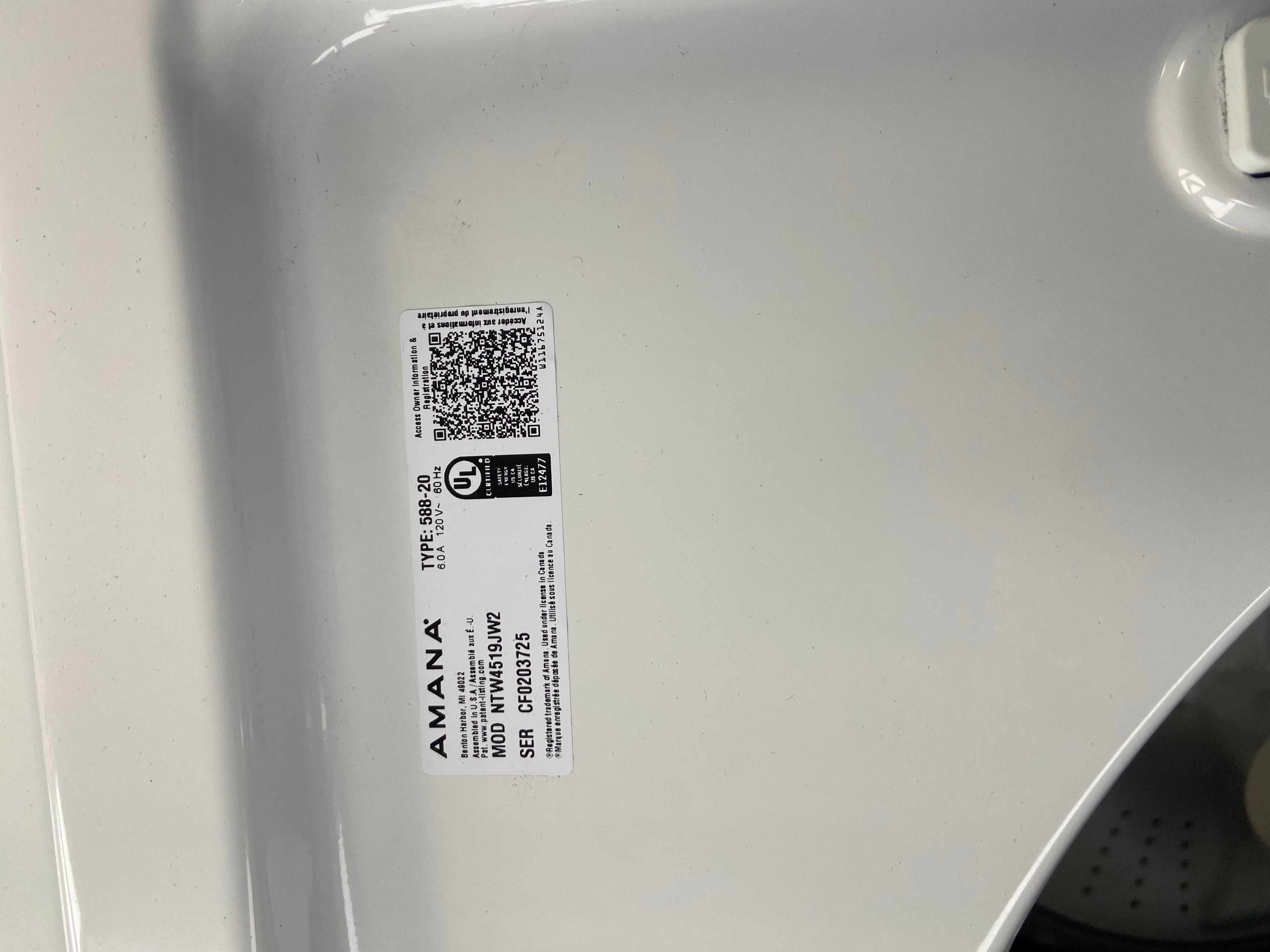 4.4 cu. ft. Top-Load Washer with High Efficiency Agitator, Measuring at a width of 29 inches, the Amana YNED4655EW1 Dryer