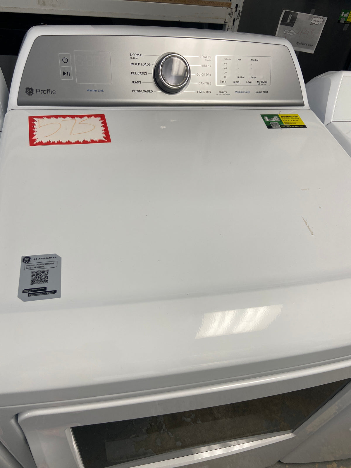 Ge Profile white dryer, “Open Box”, 6 Months Warranty
