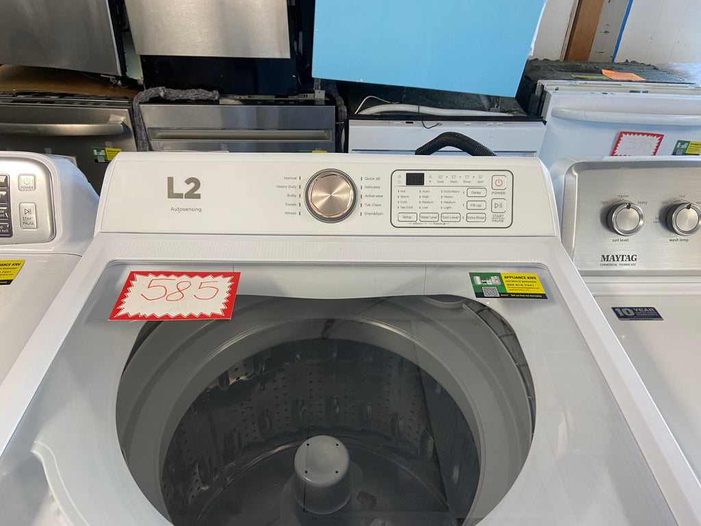White 27” L2 Autosensing LT52N1BWWC Top Load Washer with an Agitator, comes with 120v plug