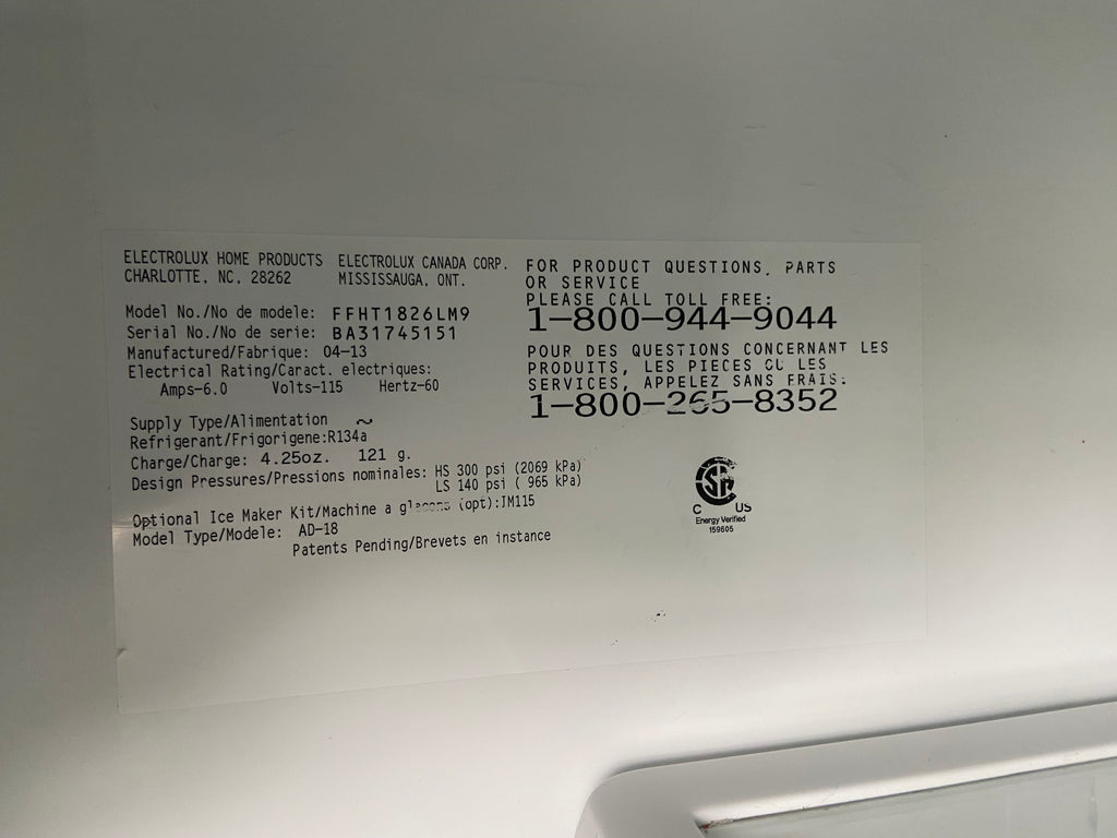 Matt Stainless 30” Frigidaire FFHT1826LM9 Fridge (Refurbished)
