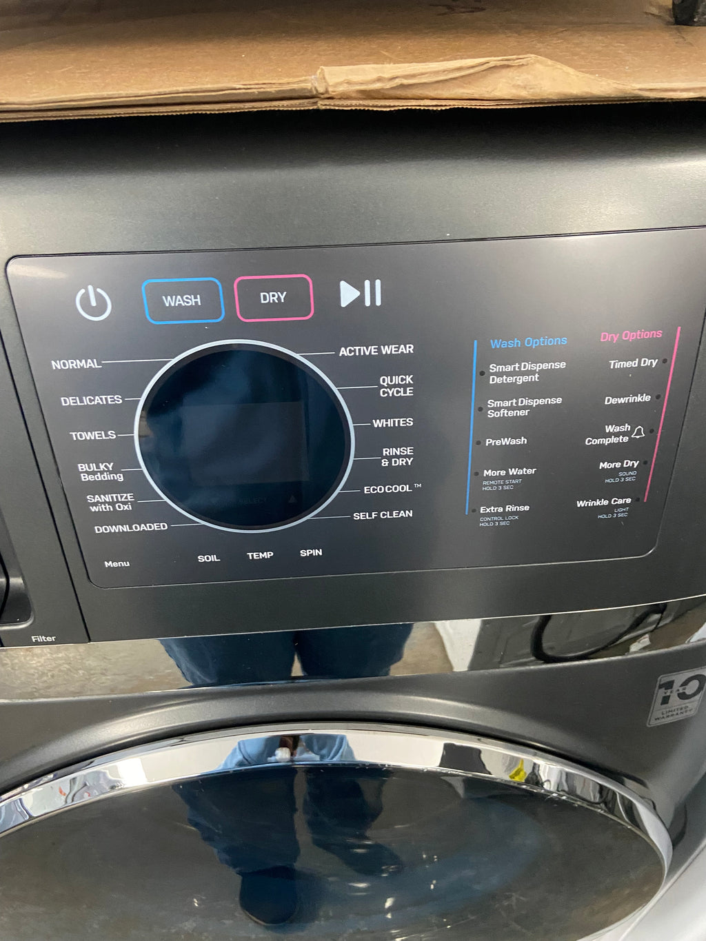 GE Profile PFQ97HSPV0DS All-in-One Washer Dryer Combo Electric Dryer, 28 inch Width, 5.5 cu. ft. Dryer Capacity, 5.5 cu. ft. Washer Capacity, 14 Dry Cycles, Steam Clean, 5 Temperature Settings, 12 Wash Cycles, 1,300 RPM Washer Spin Speed, Water Heater