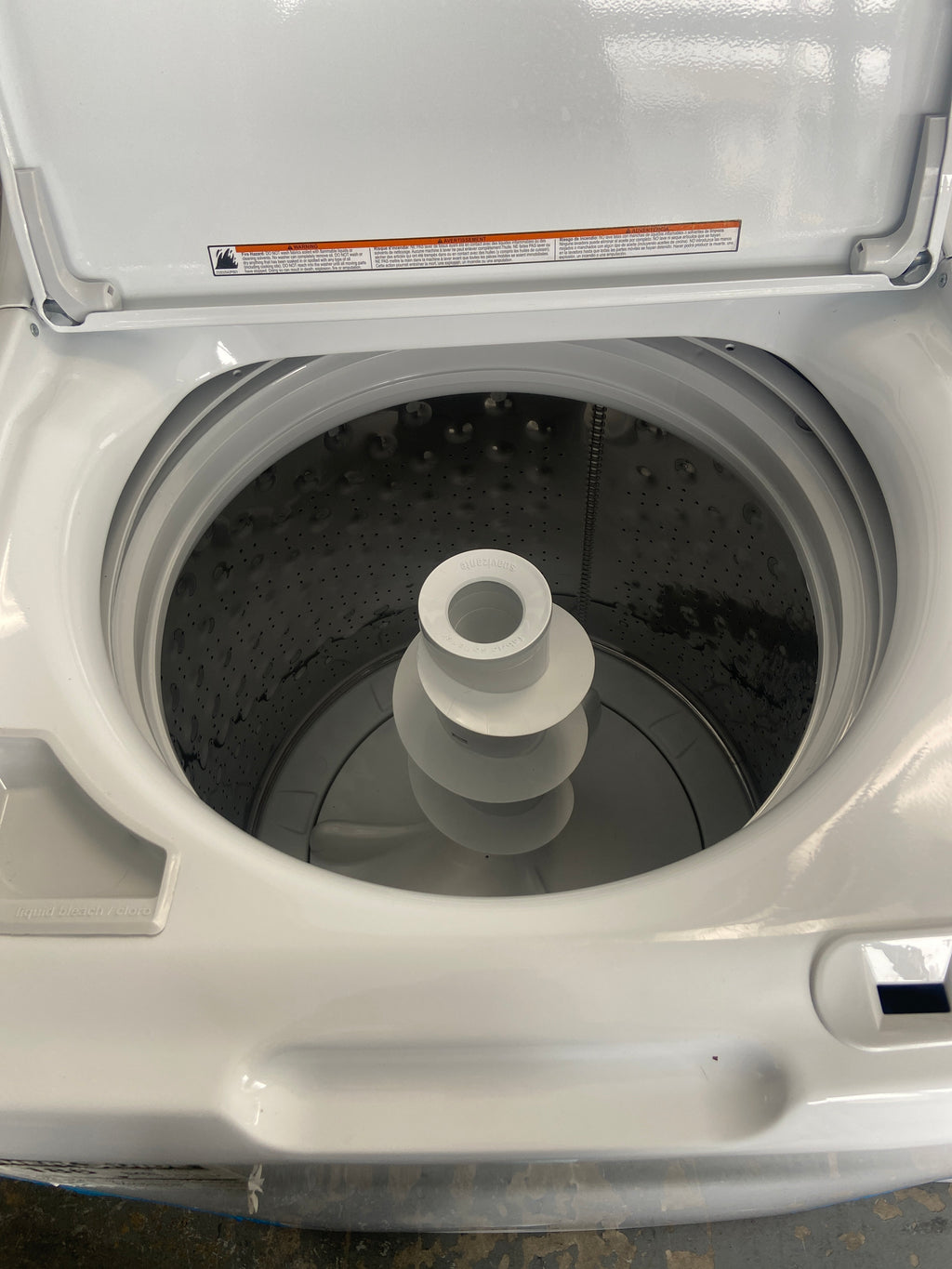 GE white top load washer, he(high efficiency marked), deep fill, up to super large capacity for loading, “Open Box”, 6 Months Warranty.