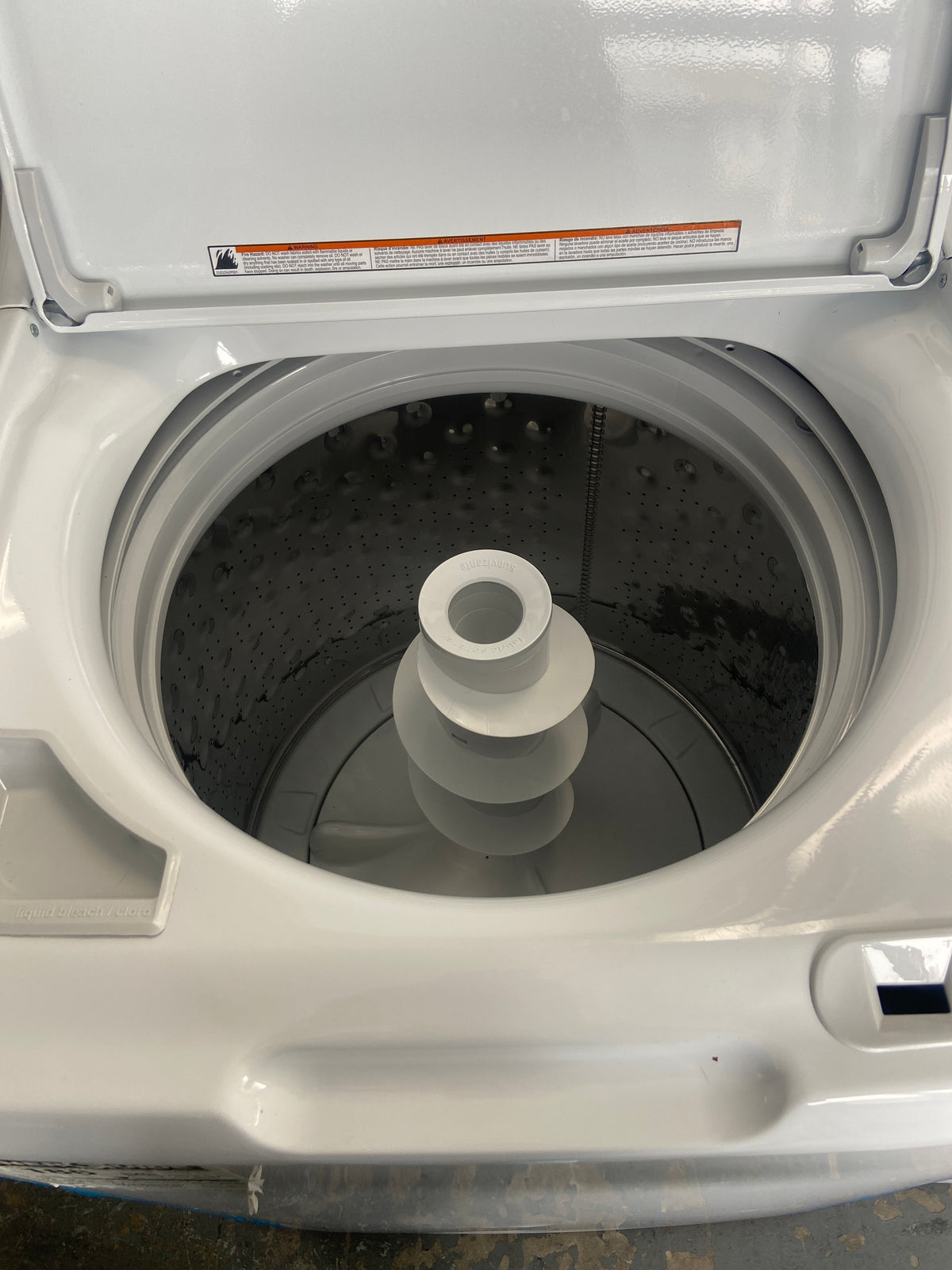 GE white top load washer, he(high efficiency marked), deep fill, up to super large capacity for loading, “Open Box”, 6 Months Warranty.