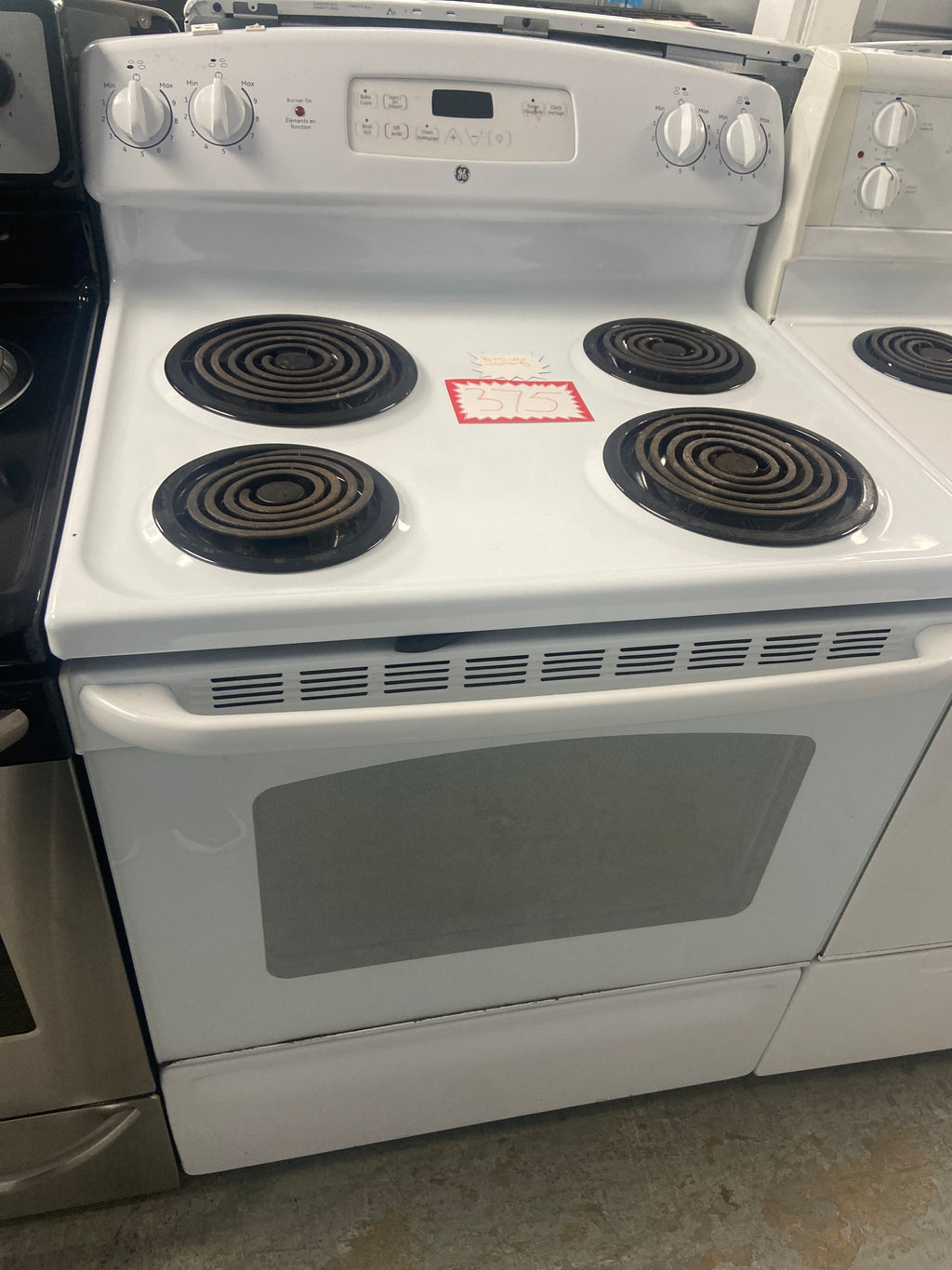 GE white coil top stove, JCBP25D P2WW, “Refurbished”, 3 Months Warranty