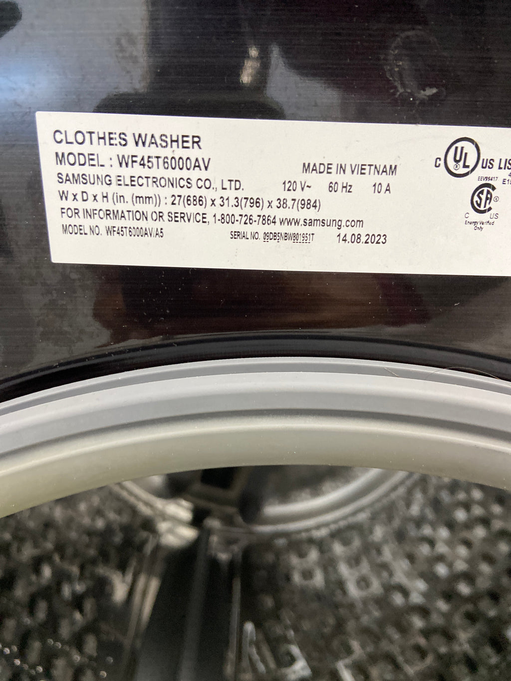 Samsung front load washer, dark stainless, he(high efficiency), energy star certified, “Refurbished”, 3 Months Warranty.