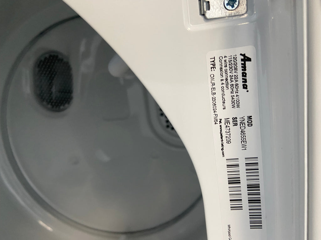 4.4 cu. ft. Top-Load Washer with High Efficiency Agitator, Measuring at a width of 29 inches, the Amana YNED4655EW1 Dryer