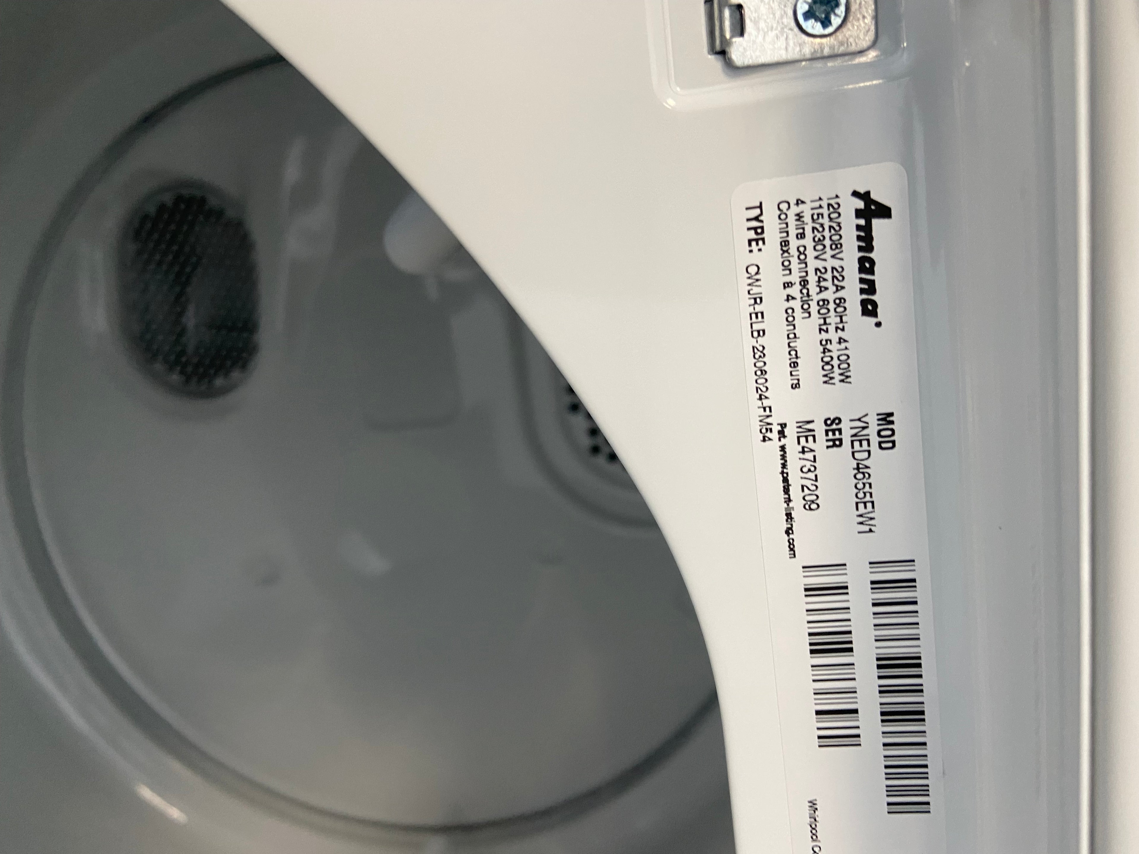 4.4 cu. ft. Top-Load Washer with High Efficiency Agitator, Measuring at a width of 29 inches, the Amana YNED4655EW1 Dryer