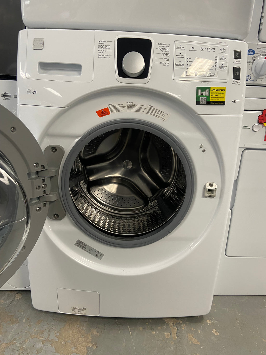 White Kenmore Washer and Dryer Set with warranty