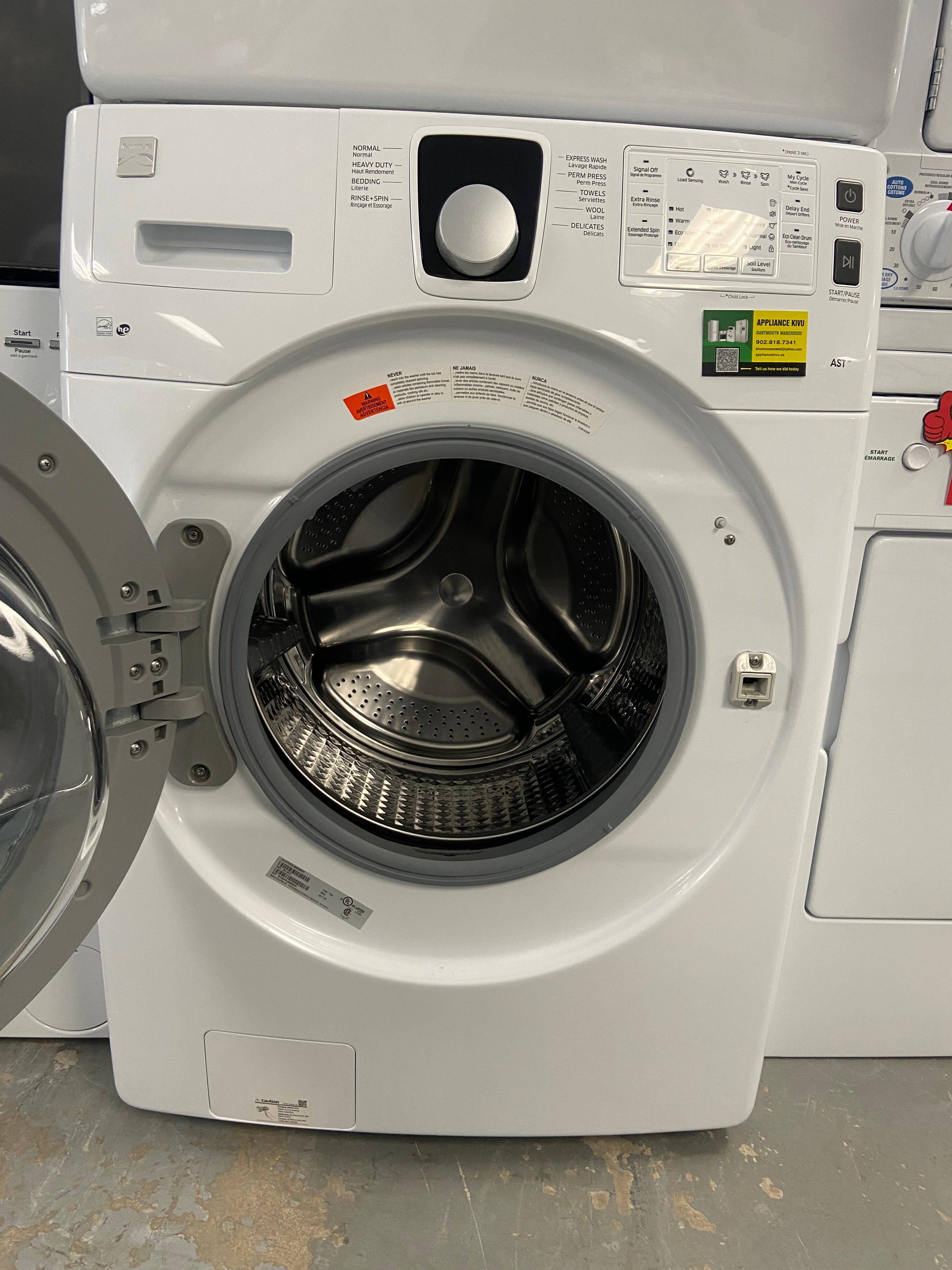 White Kenmore Washer and Dryer Set with warranty