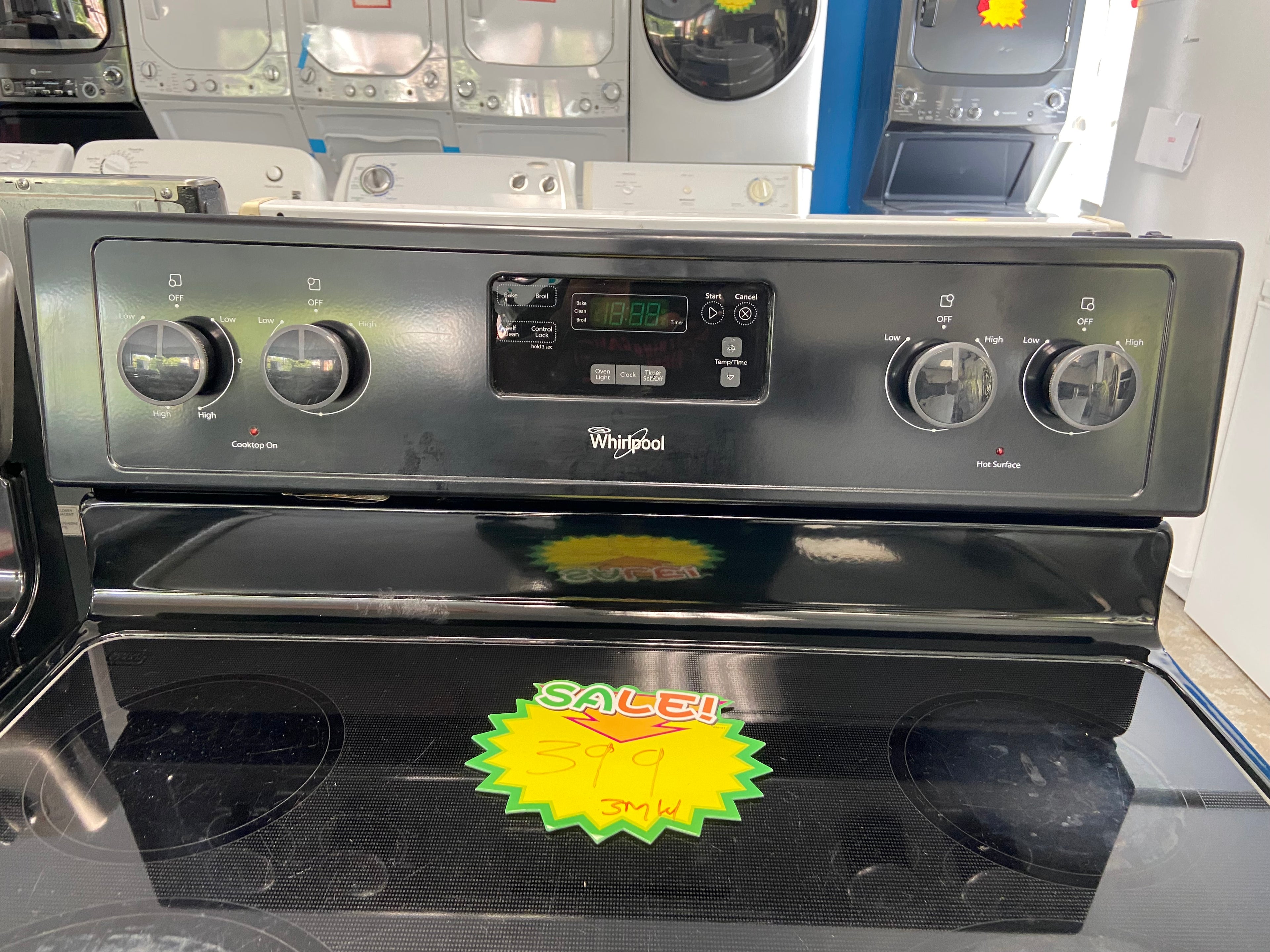 Black Whirlpool YWFE510S0ABØ Glass Top Stove (Refurbished)