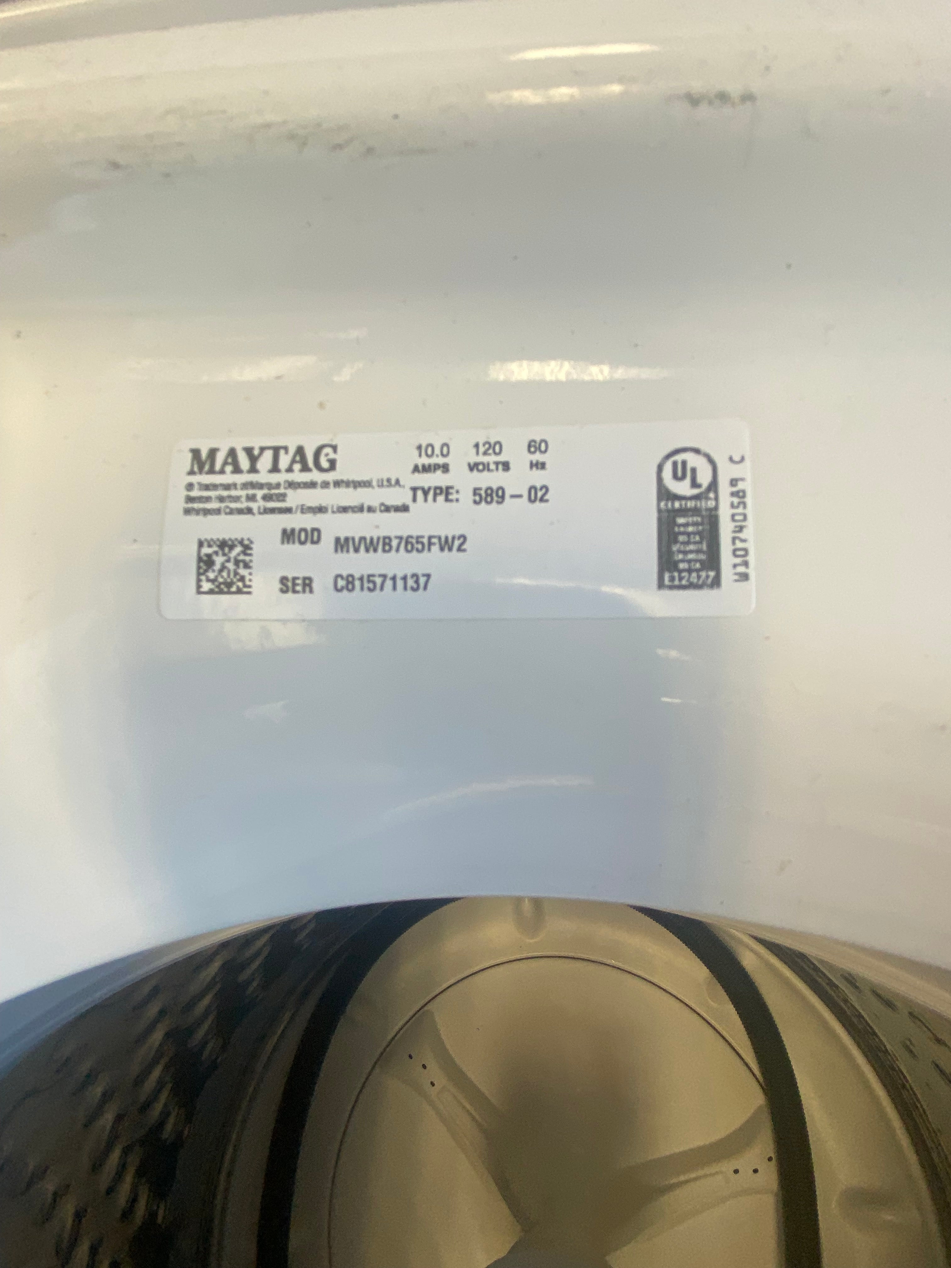 Maytag 27” top load washer, White, "Brand New"