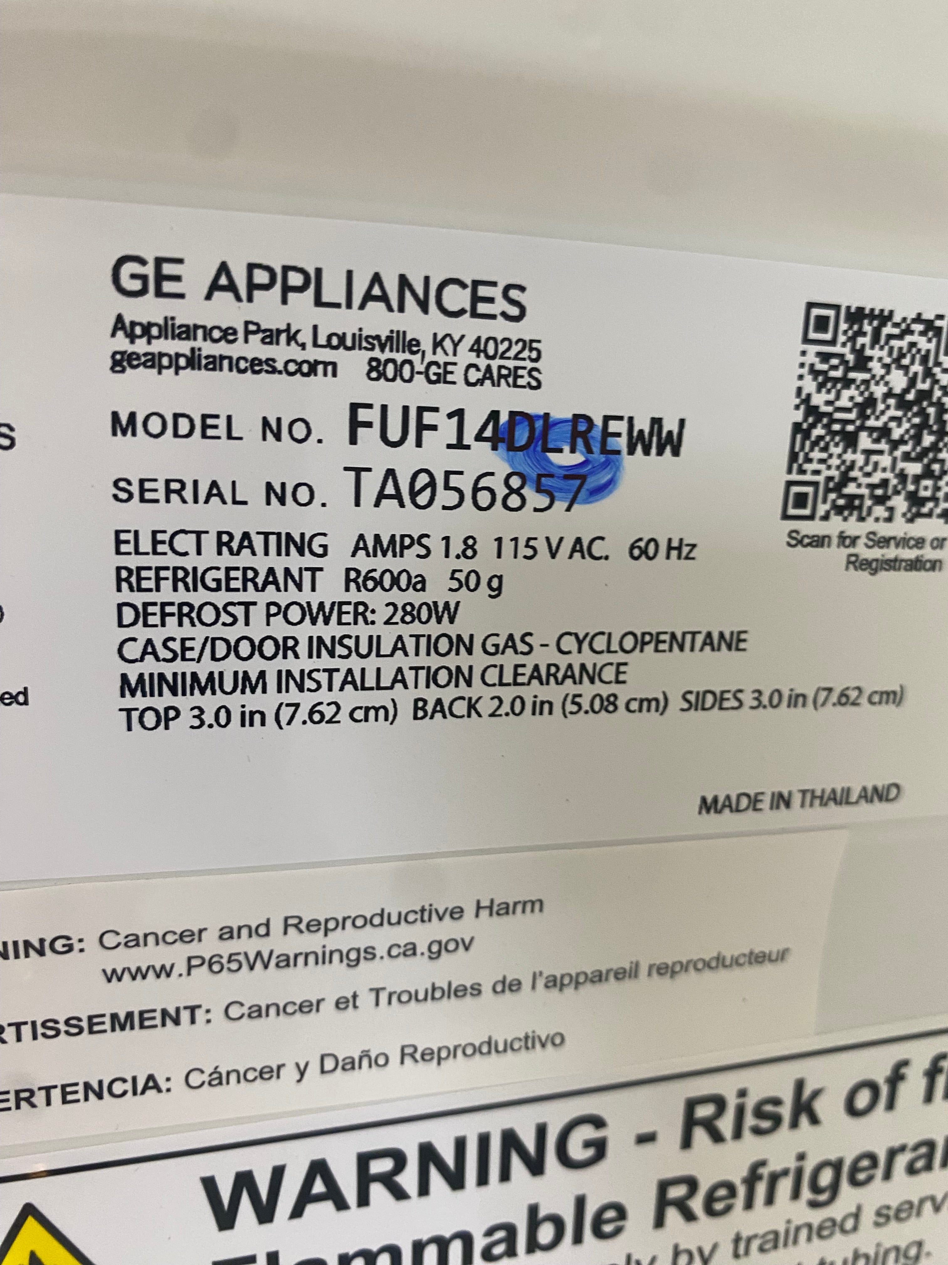 28” GE Stand Up Freezer