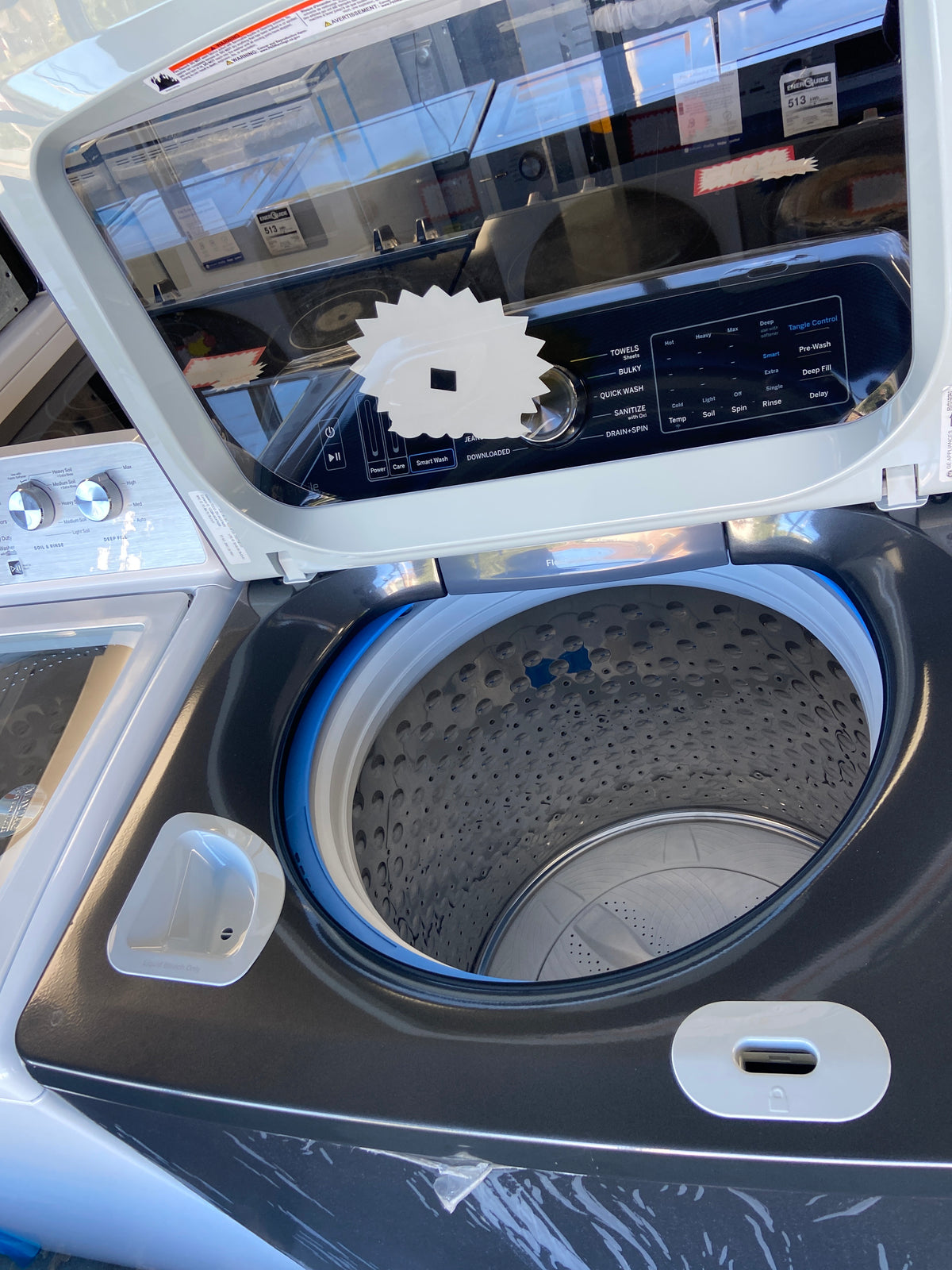 GE profile Large capacity top load washer, transparent door, Smart wash technology “Open Box”, 6 Months Warranty.