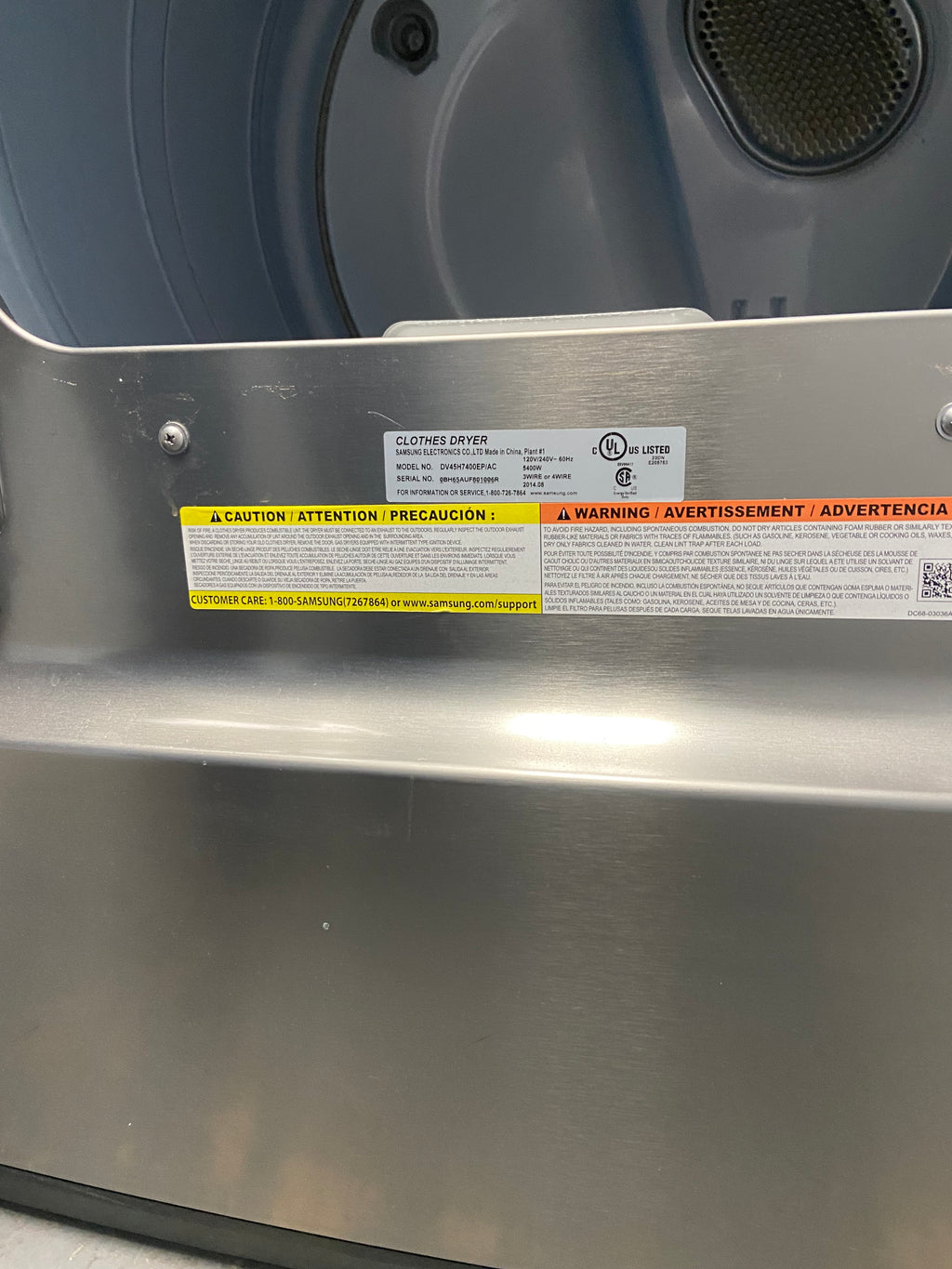 Samsung DV45H7400EP - DV45H7400EP/AC Electric Dryer, 27 inch Width, Electric, 7.4 cu. ft. Capacity, Steam Clean, 4 Temperature Settings, Steel Drum