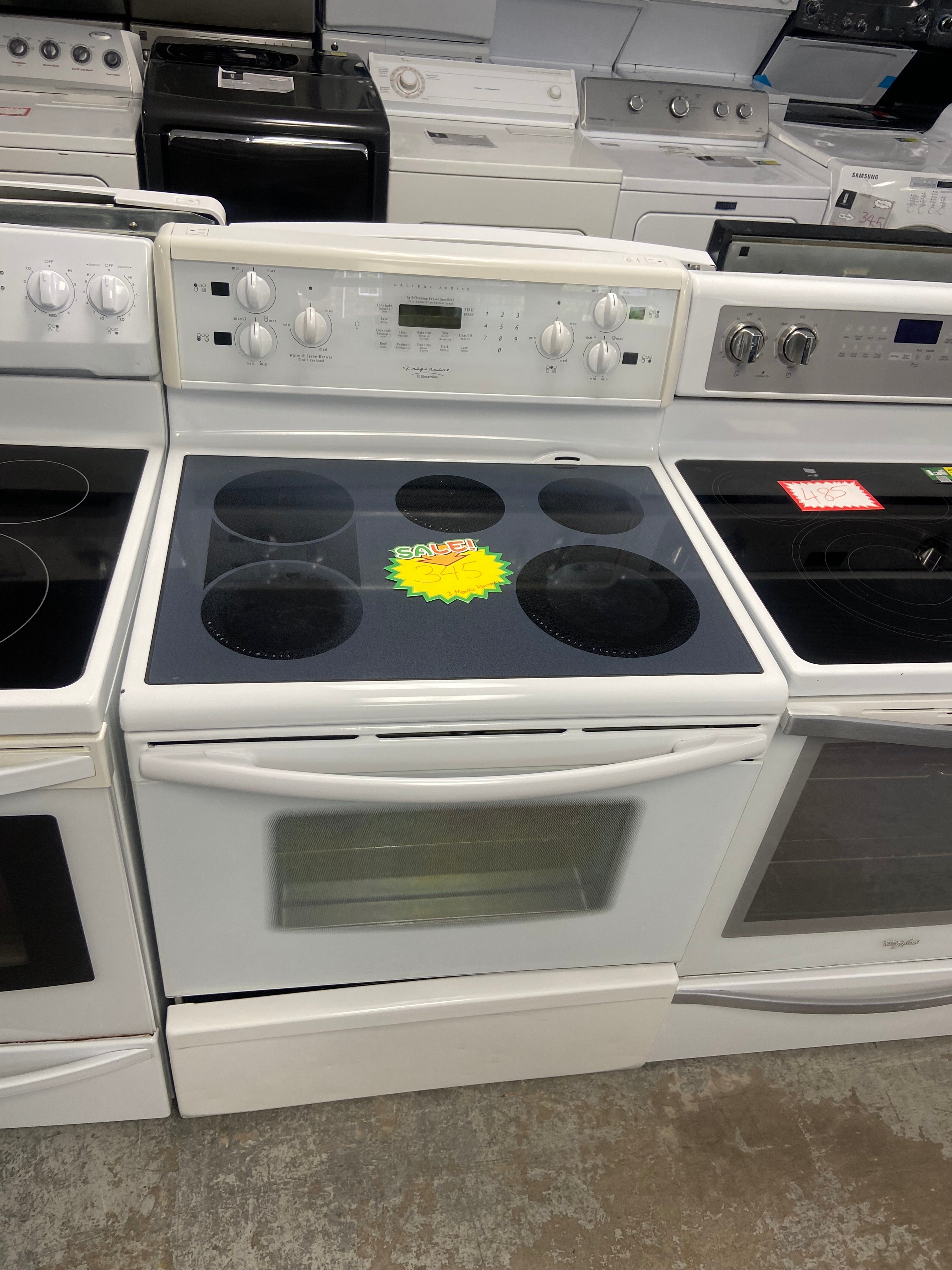 White 30” Frigidaire PGLEF388CS1 Glass Top Stove "Refurbished"