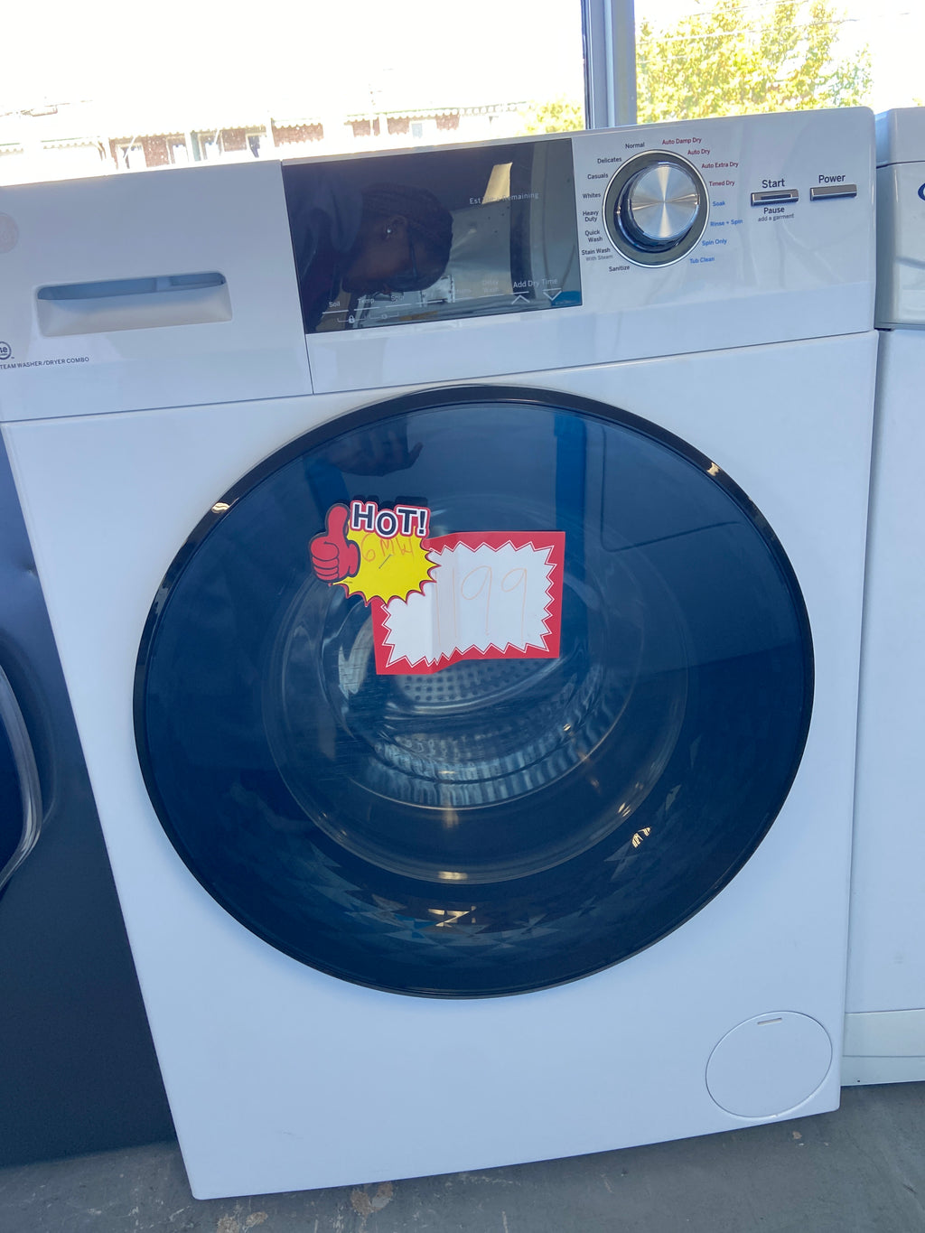 GE white 24” Apartment size washer/dryer combo (2 in 1), “Open Box”