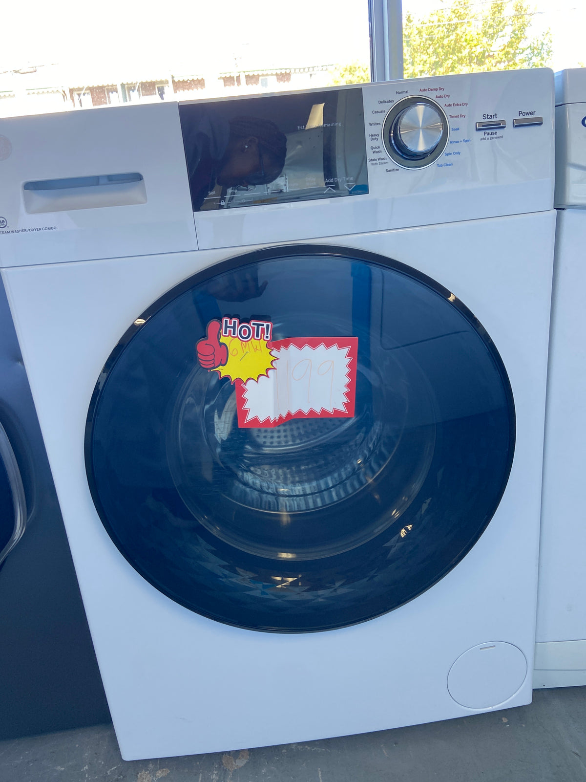 GE white 24” Apartment size washer/dryer combo (2 in 1), “Open Box”
